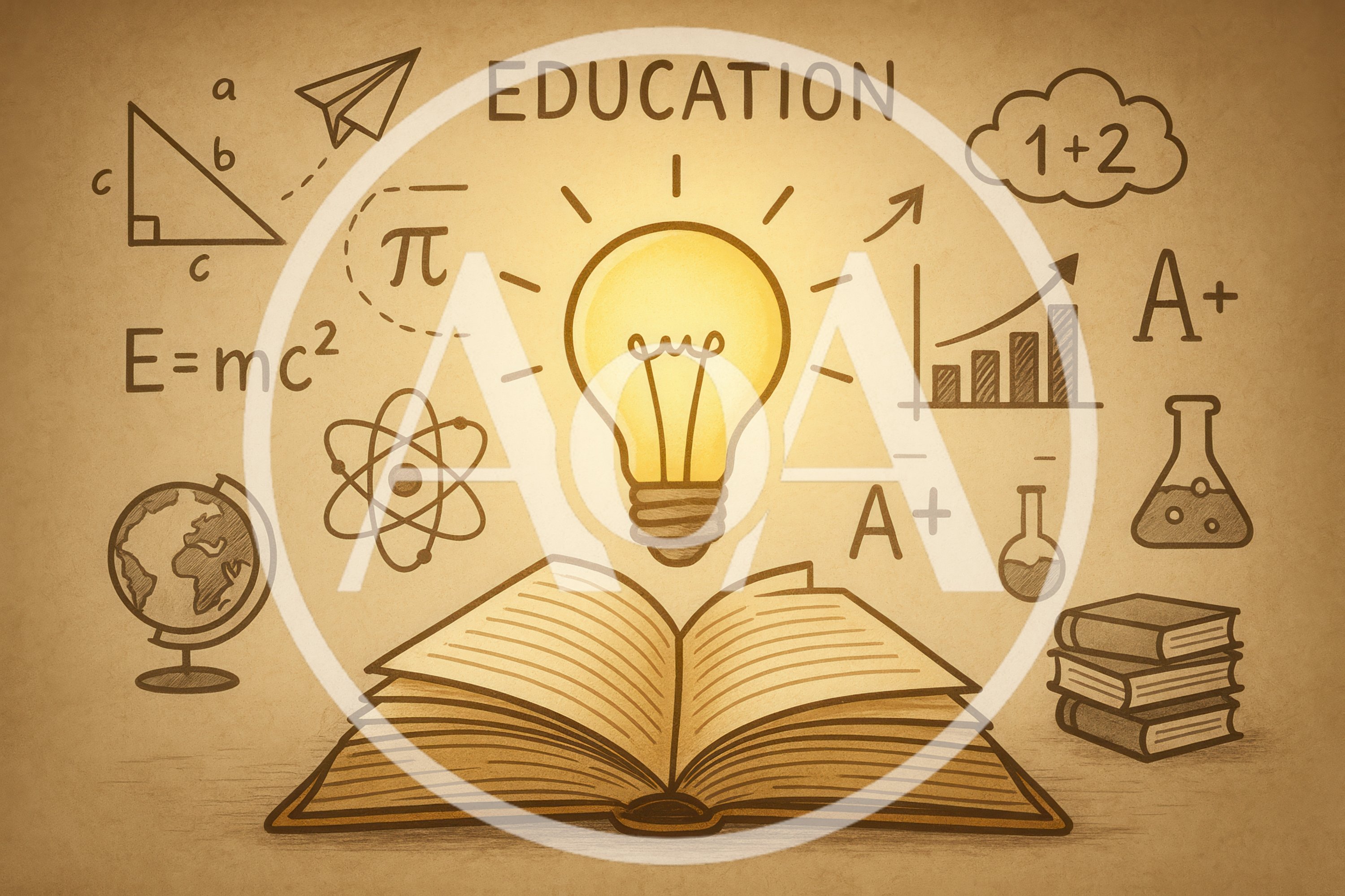 Hand Drawn Education Concept With Lightbulb And Open Book