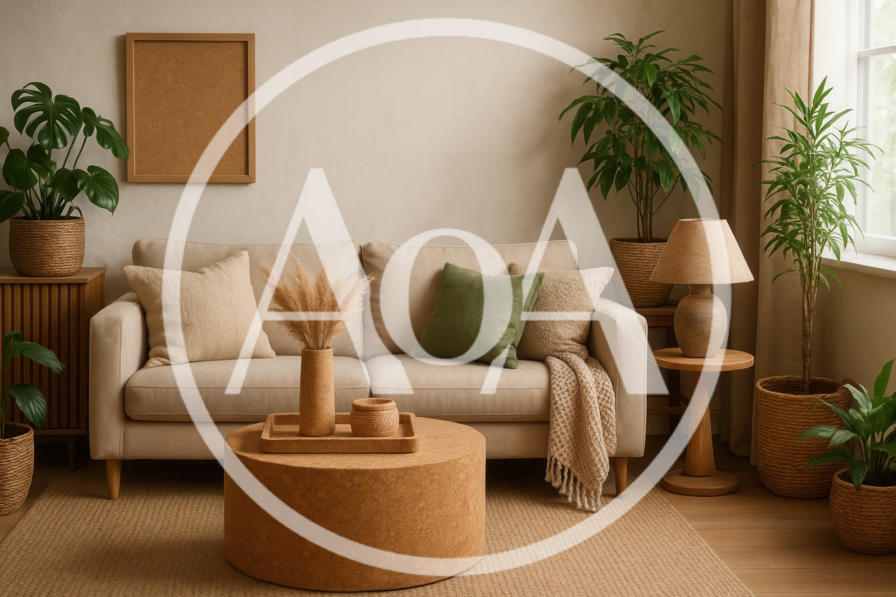 Modern Minimalist Living Room With Cork Furniture