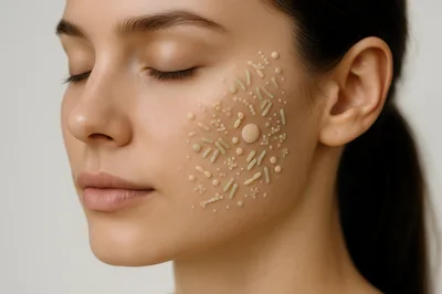 Woman With Microbiome Pattern On Her Cheek
