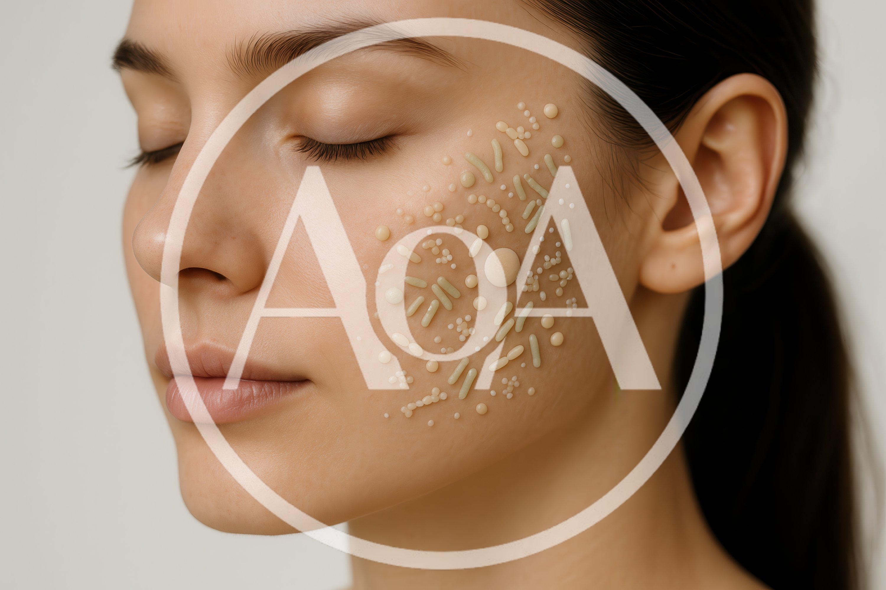 Woman With Microbiome Pattern On Her Cheek