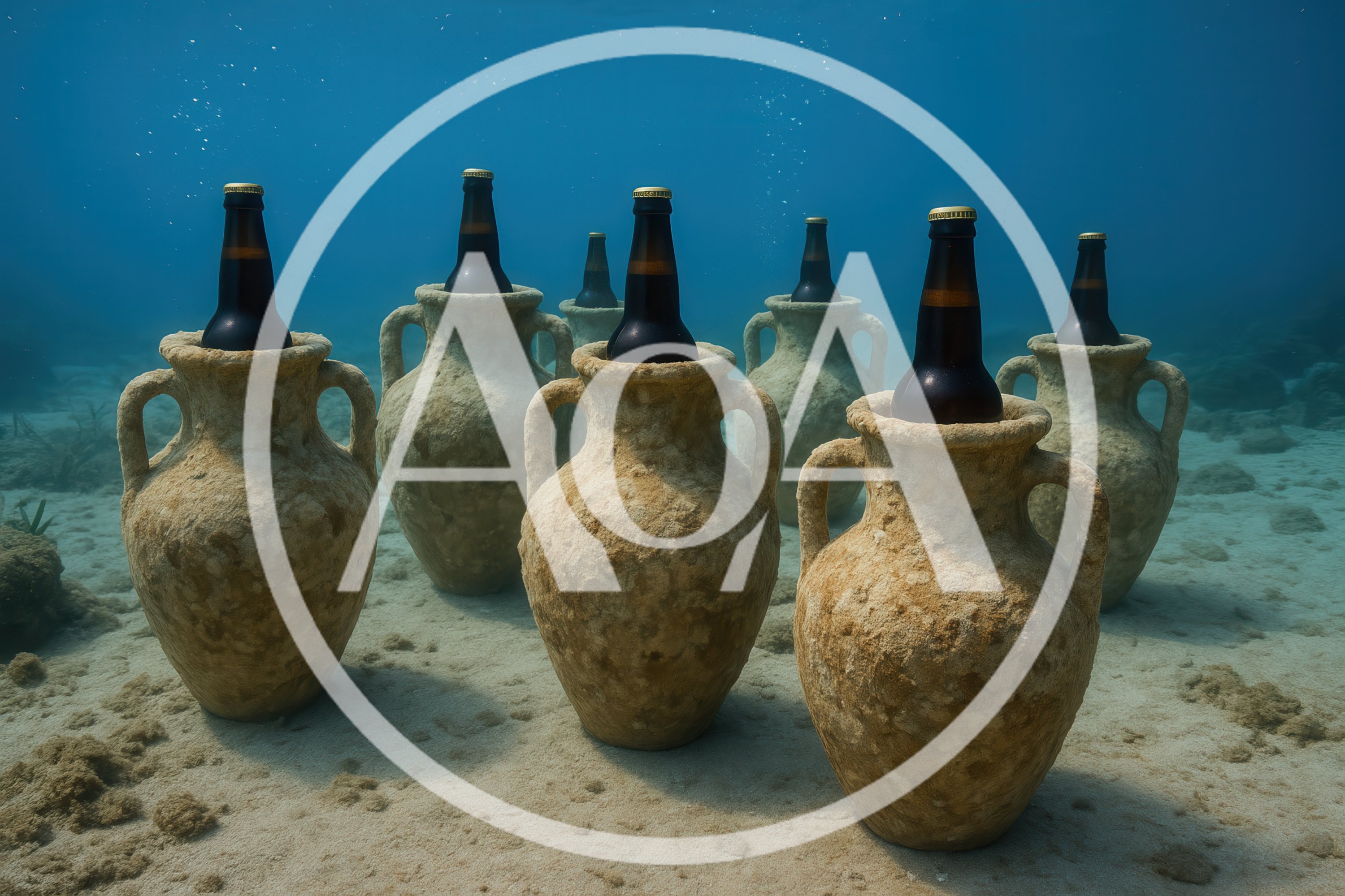 Beer Bottles Inside Ancient Amphorae Underwater
