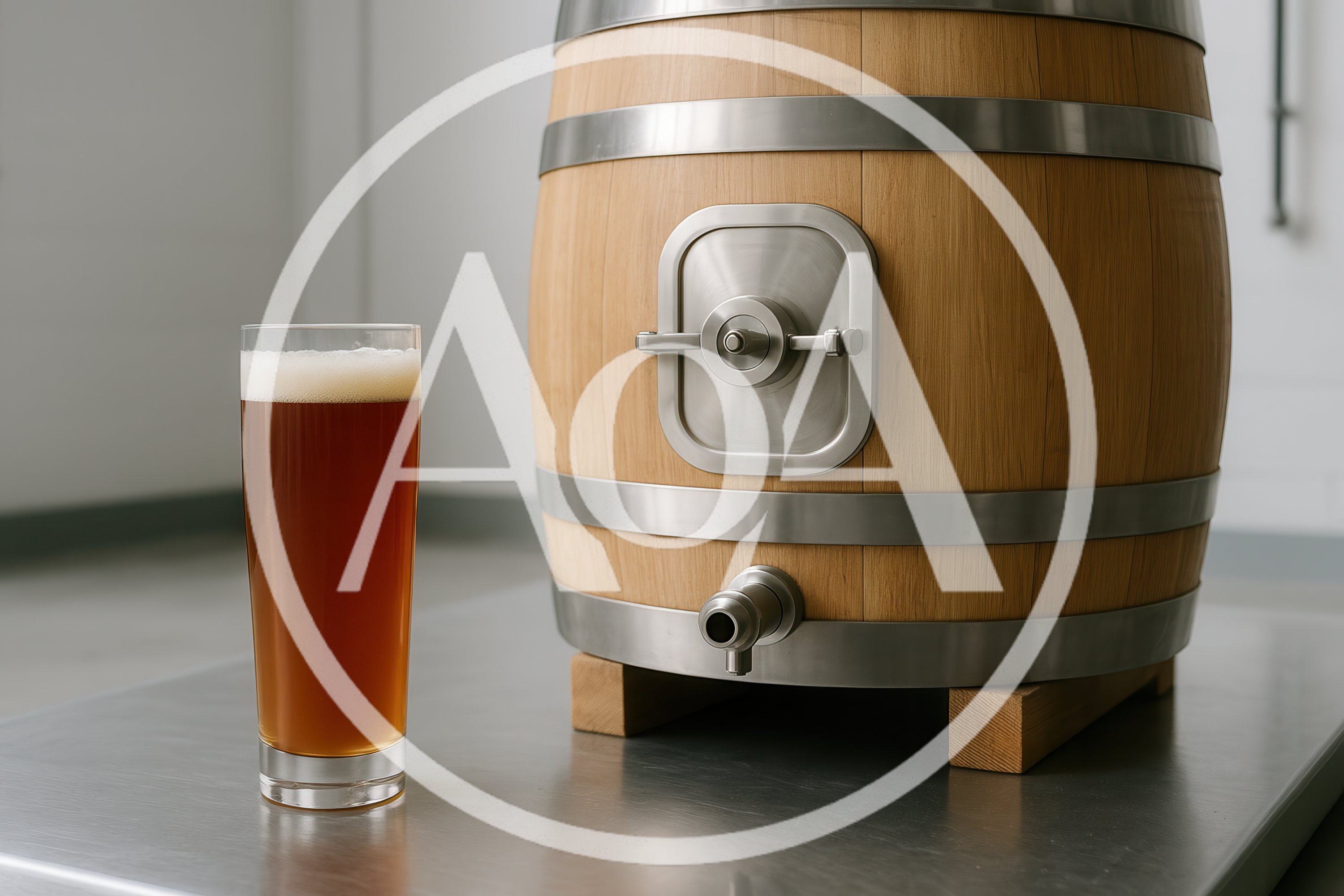 Glass Of Beer Next To A Wooden Barrel