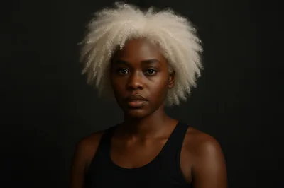 Portrait Of A Young Black Woman With Blonde Afro