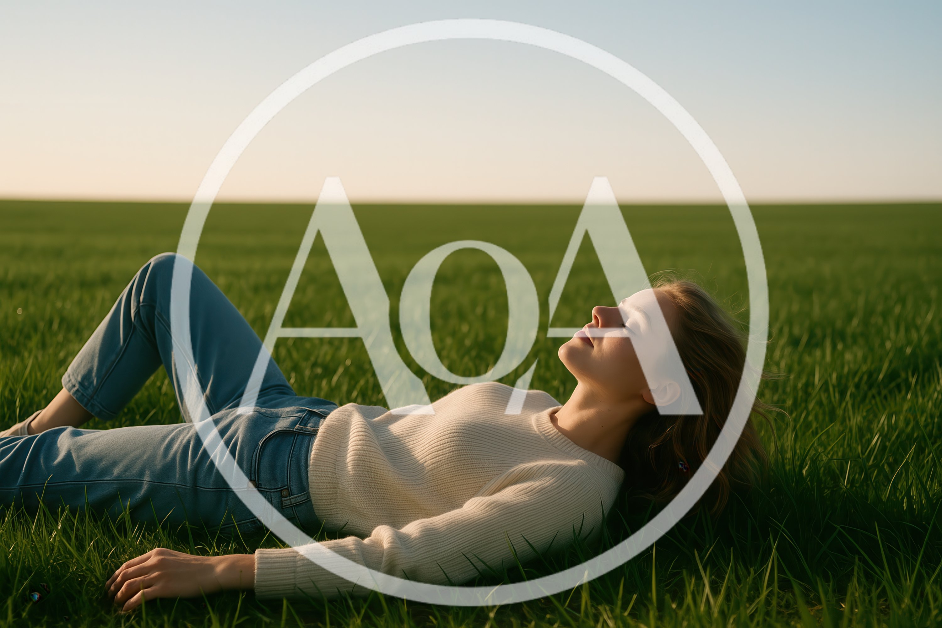 Young Woman Relaxing In A Green Field