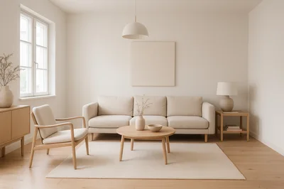 Minimalist Living Room Interior With Neutral Decor