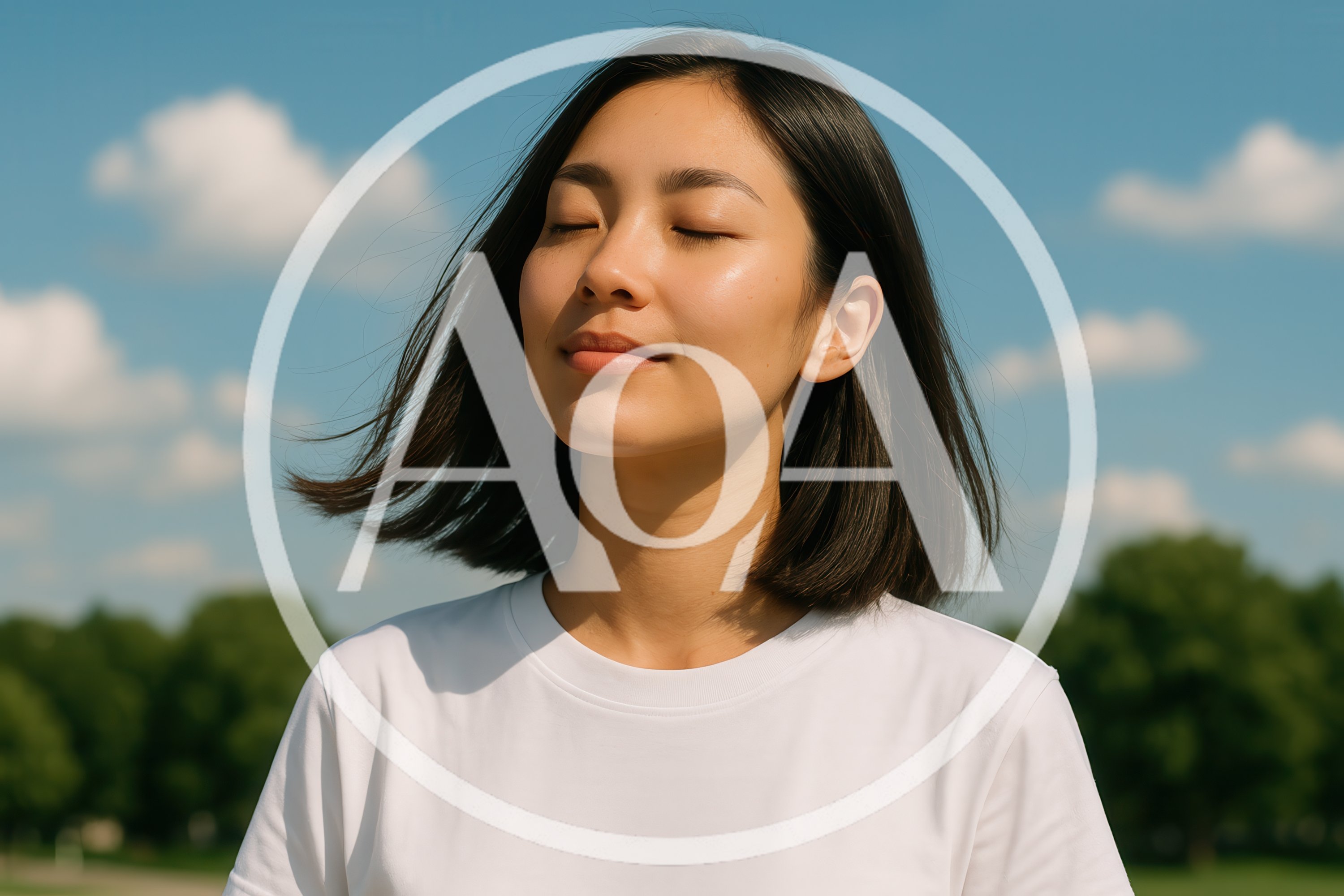 Young Asian Woman Enjoying Fresh Air Outdoors