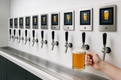 Self Service Beer Tap Wall With Digital Displays