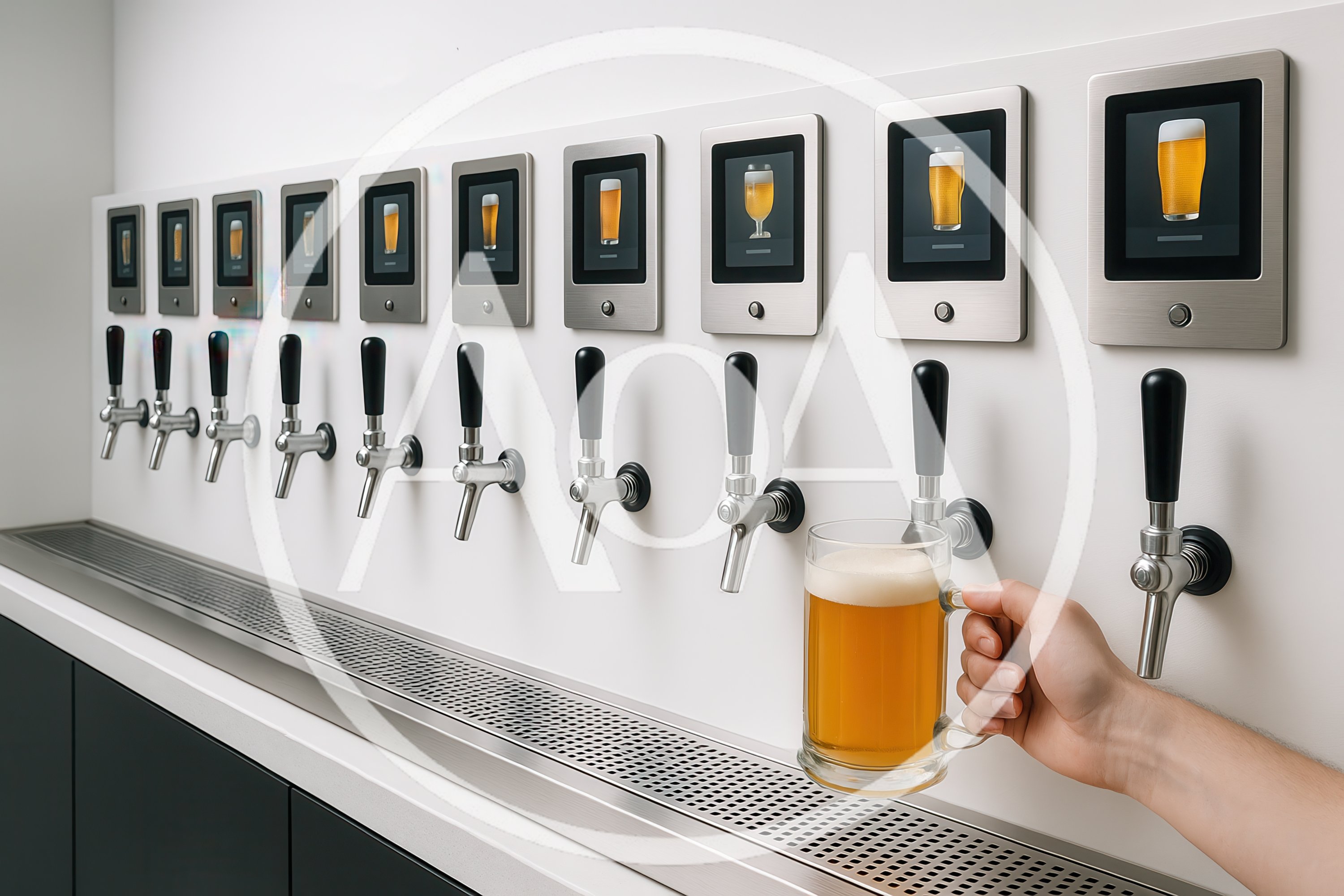 Self Service Beer Tap Wall With Digital Displays