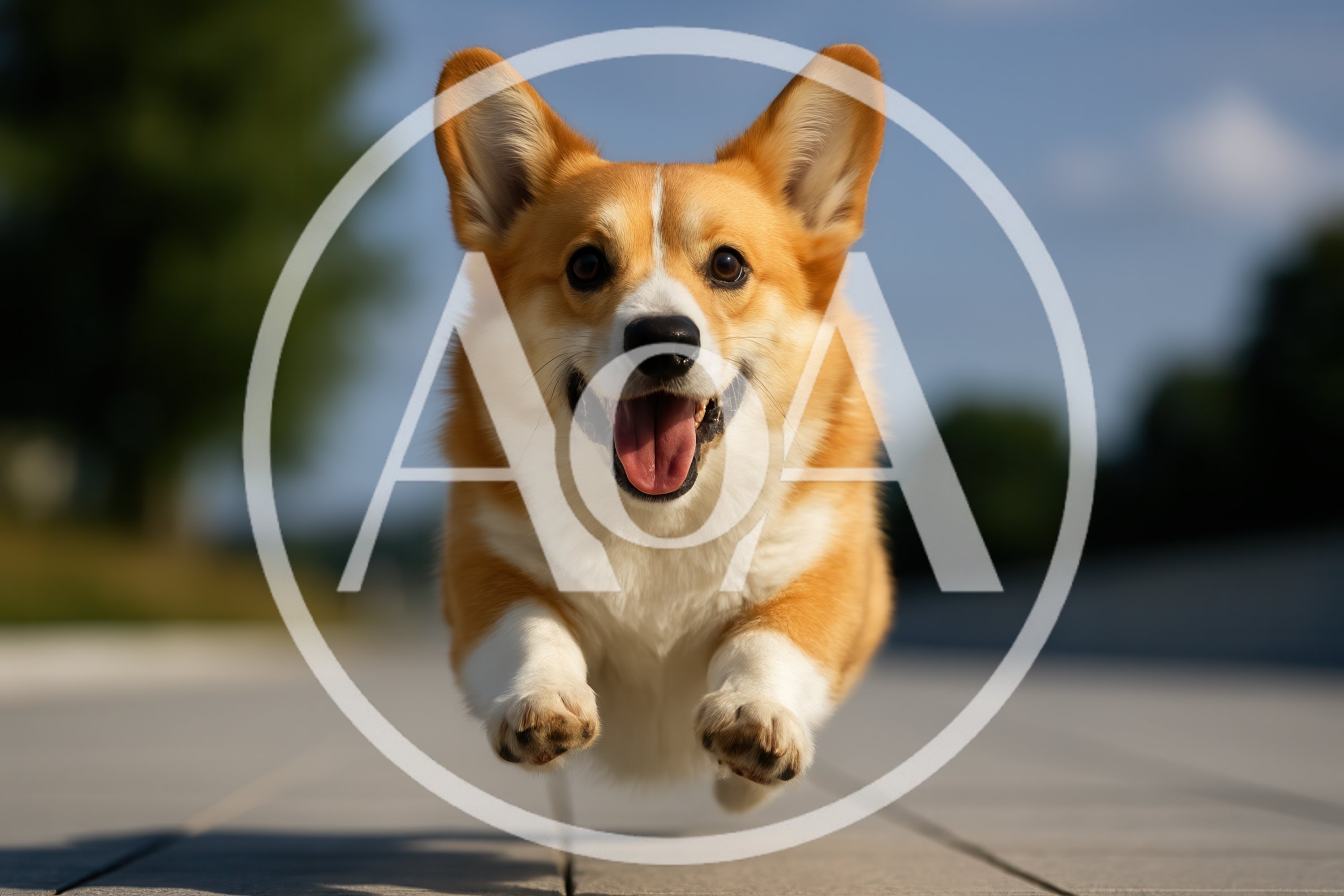 Happy Corgi Running Outdoors
