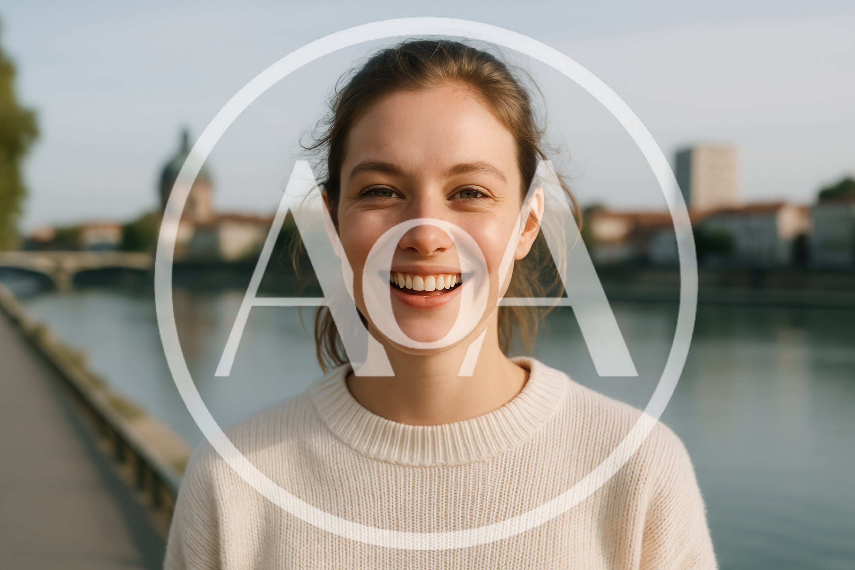 Young Woman Smiling Outdoors By A River