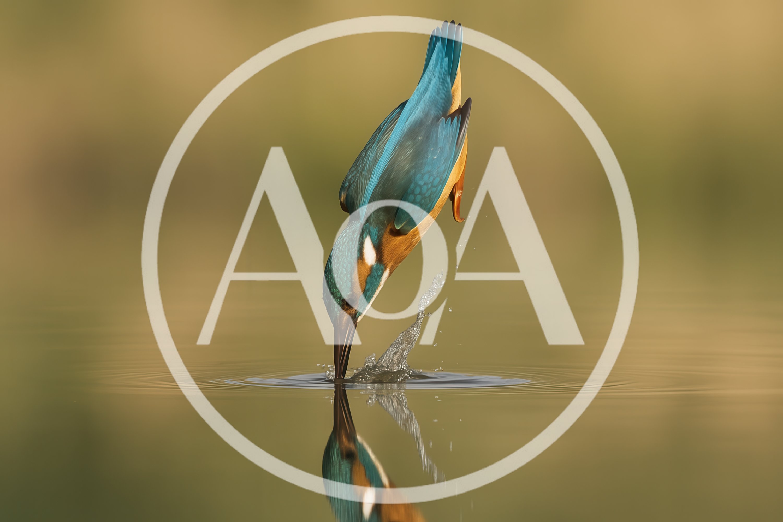 Common Kingfisher Diving Into Still Water