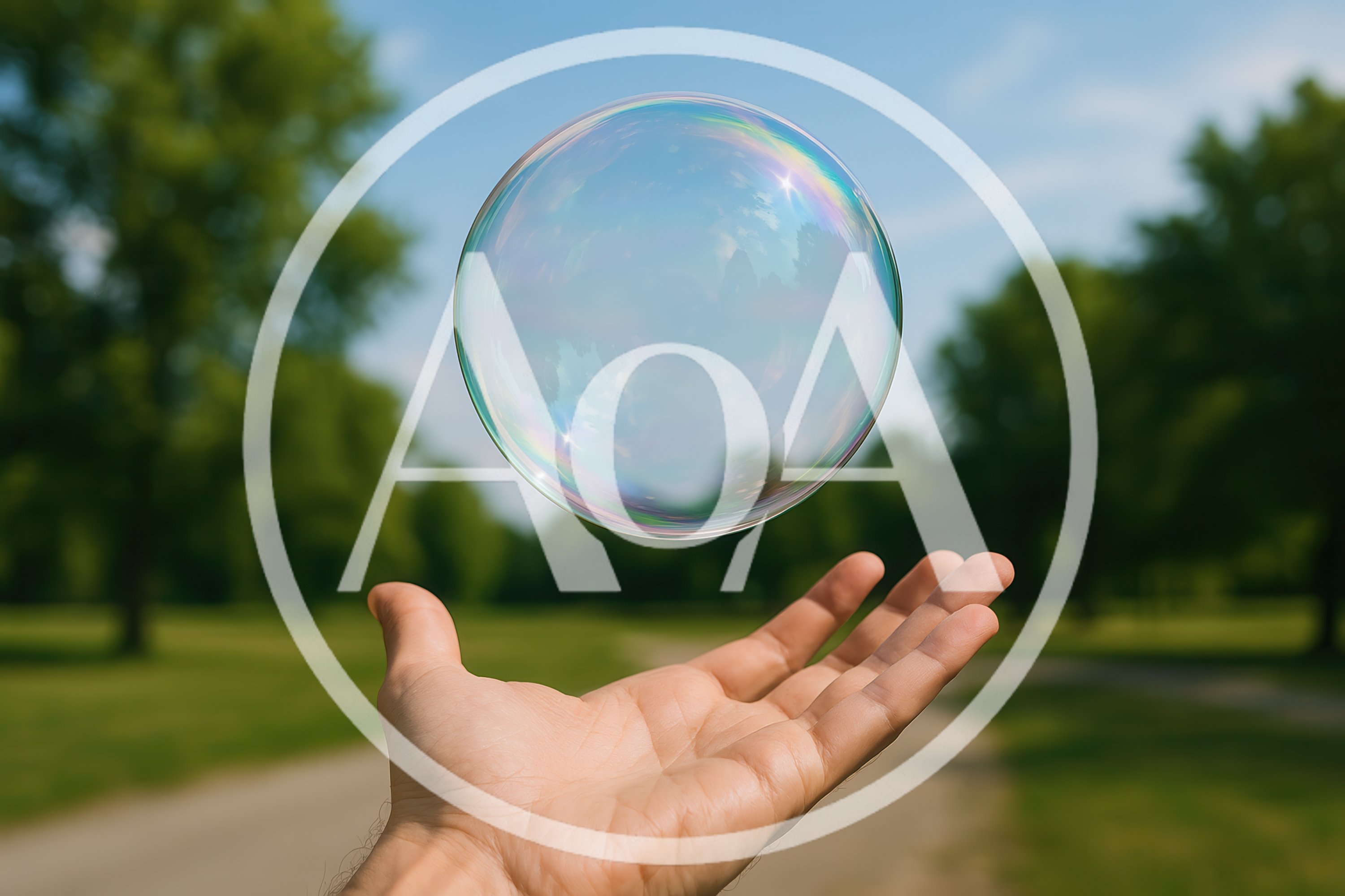 Human Hand Holding A Floating Soap Bubble