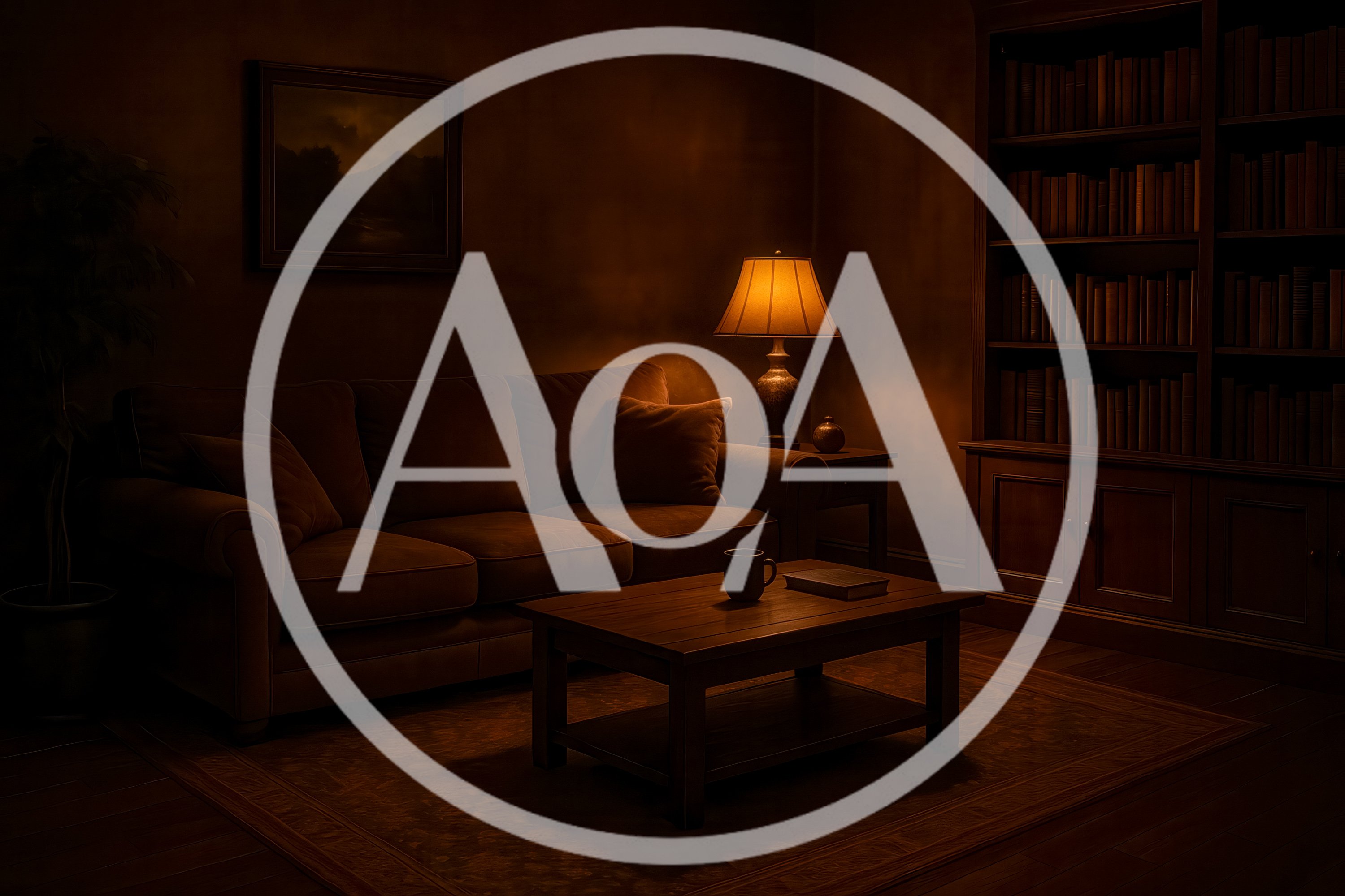 Cozy Dimly Lit Library Living Room Interior