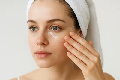 Young Woman Applying Under Eye Patch