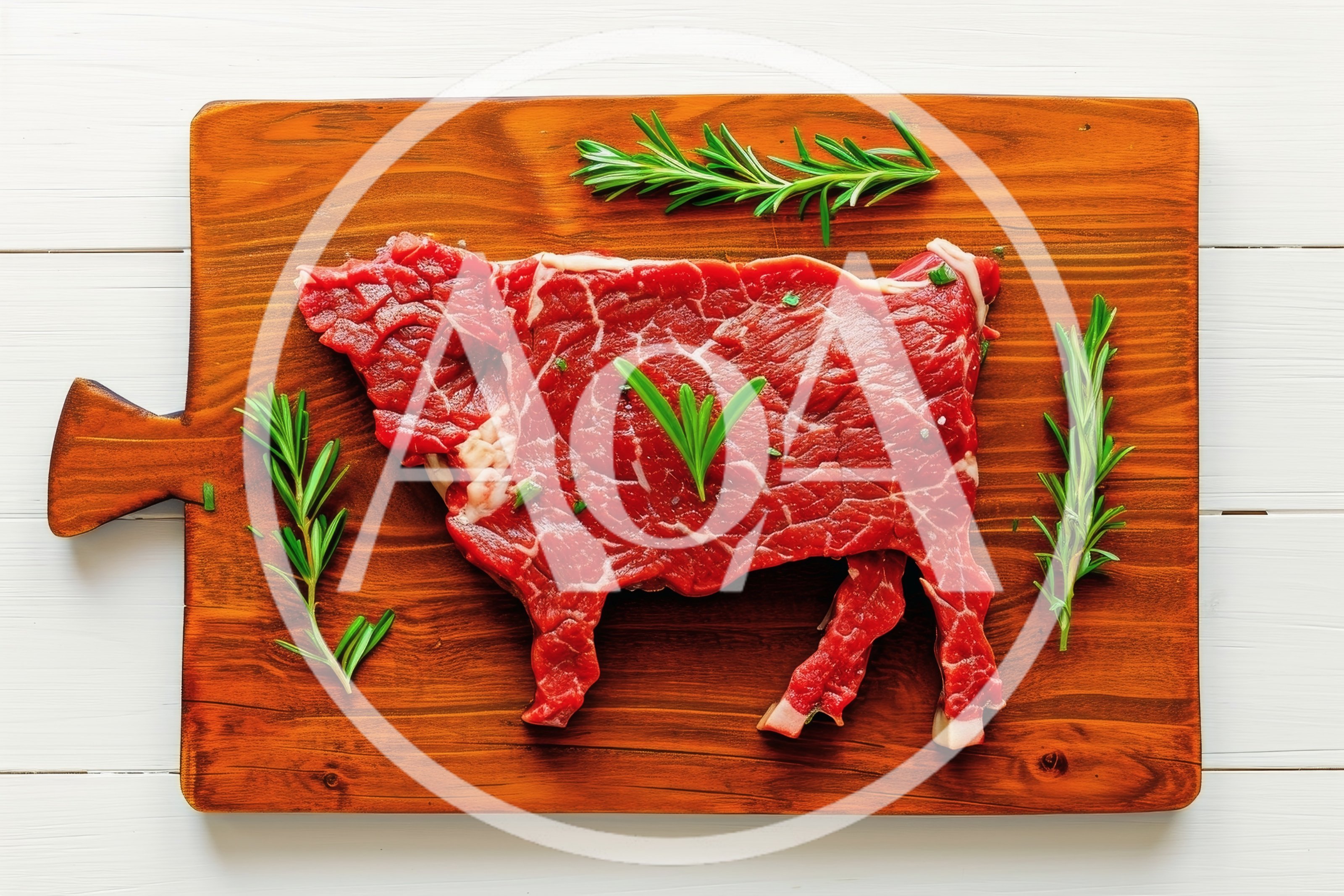 Raw Beef Steak Shaped Like A Cow On Cutting Board