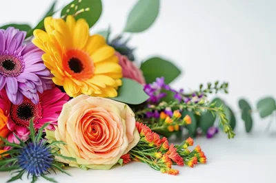 Vibrant Spring Flower Bouquet on White Background