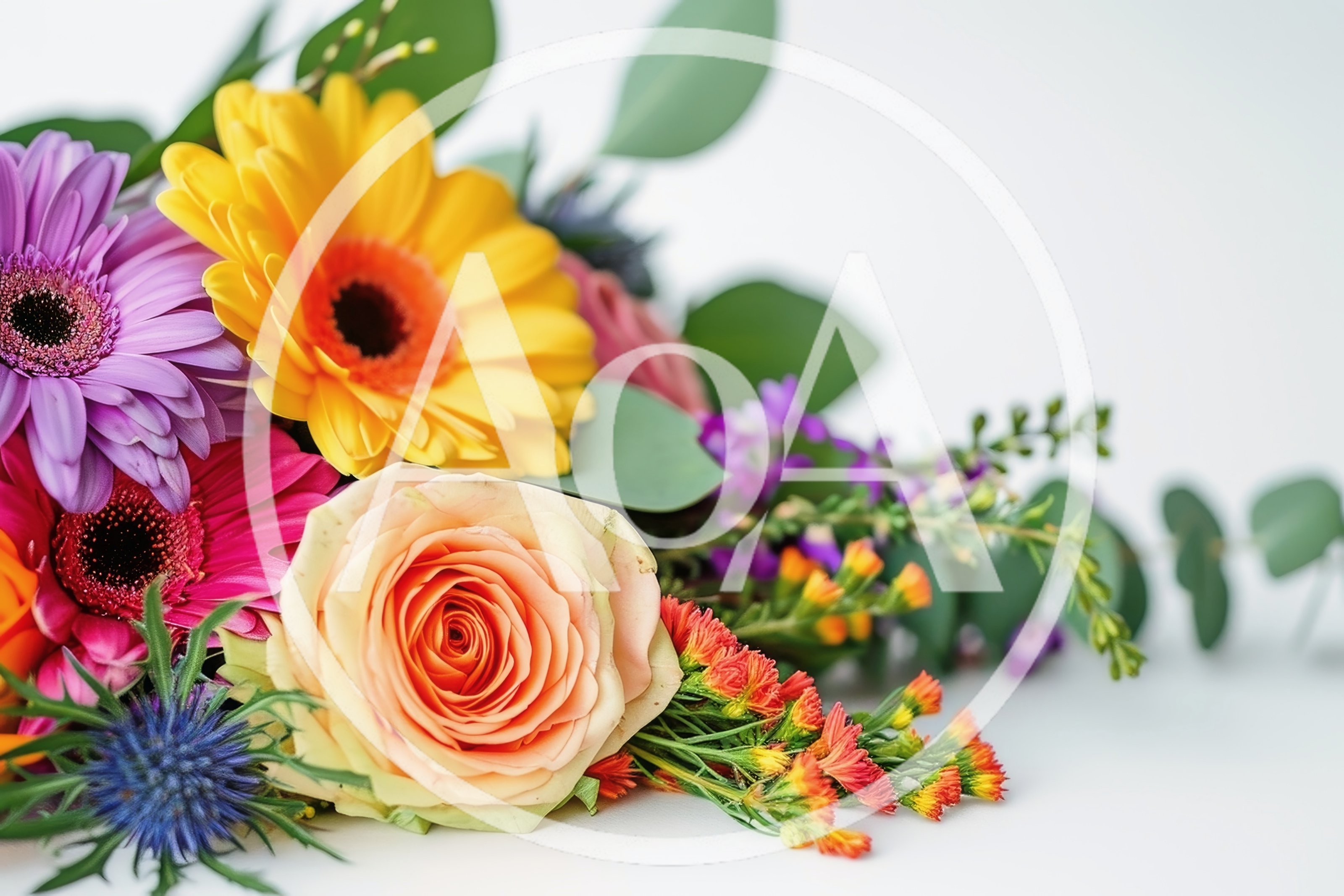 Vibrant Spring Flower Bouquet on White Background