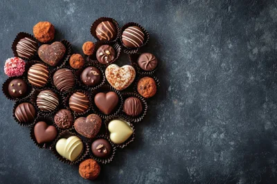 Assorted Chocolate Truffles Arranged in a Heart Shape