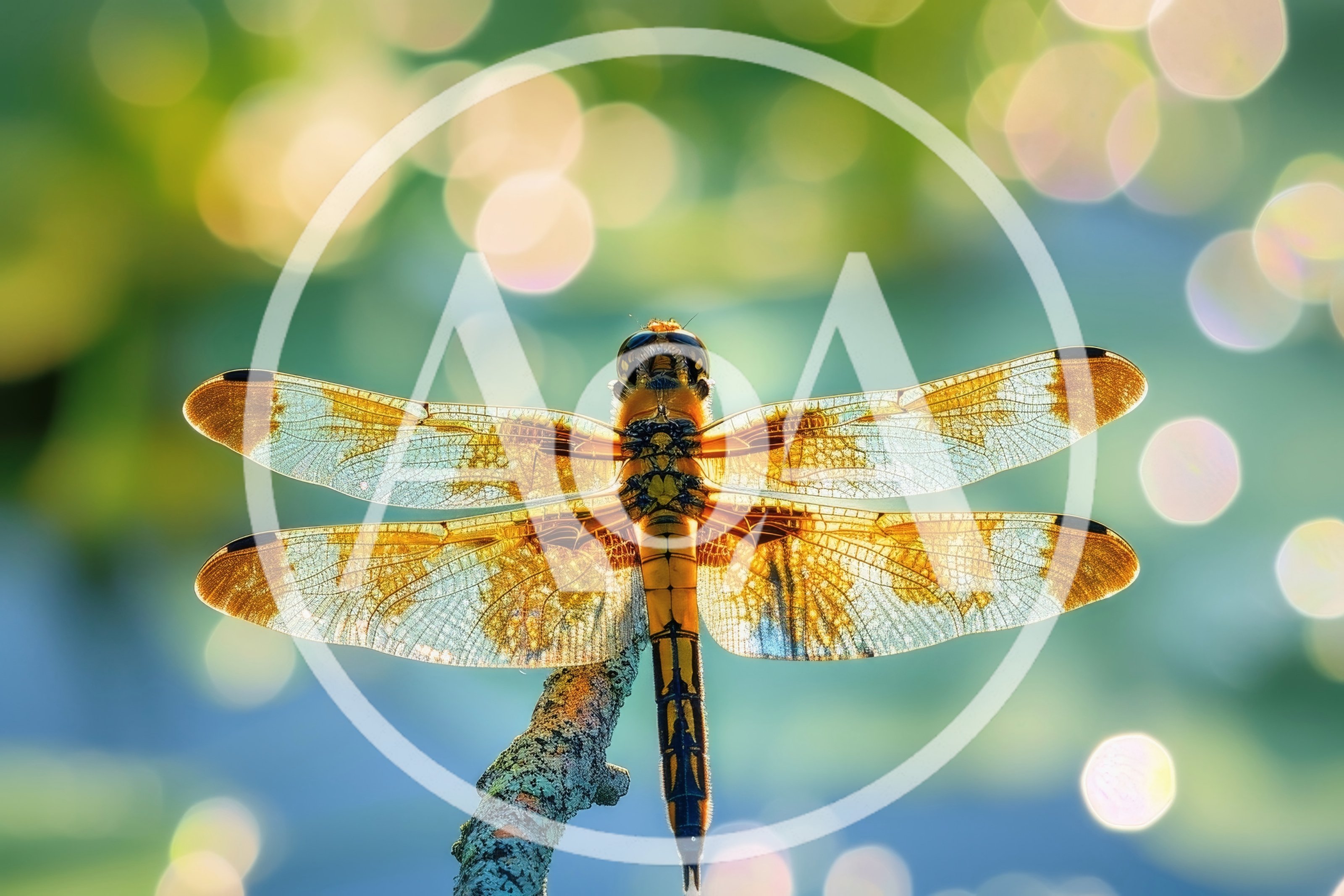 Macro Shot Of A Dragonfly Perched On A Branch