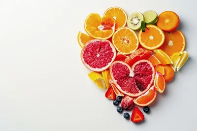 Heart Shape Composition of Fresh Citrus Fruits