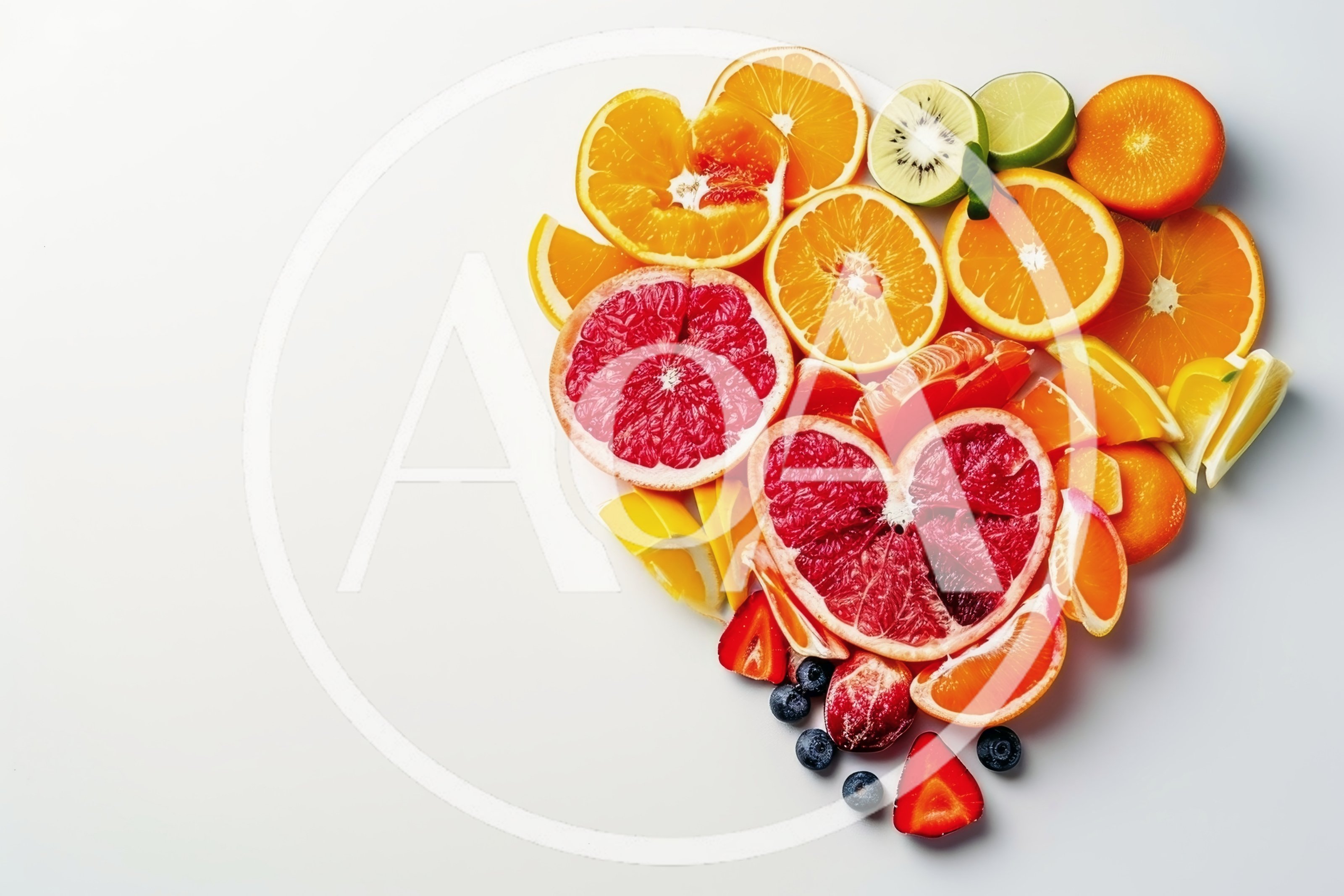 Heart Shape Composition of Fresh Citrus Fruits