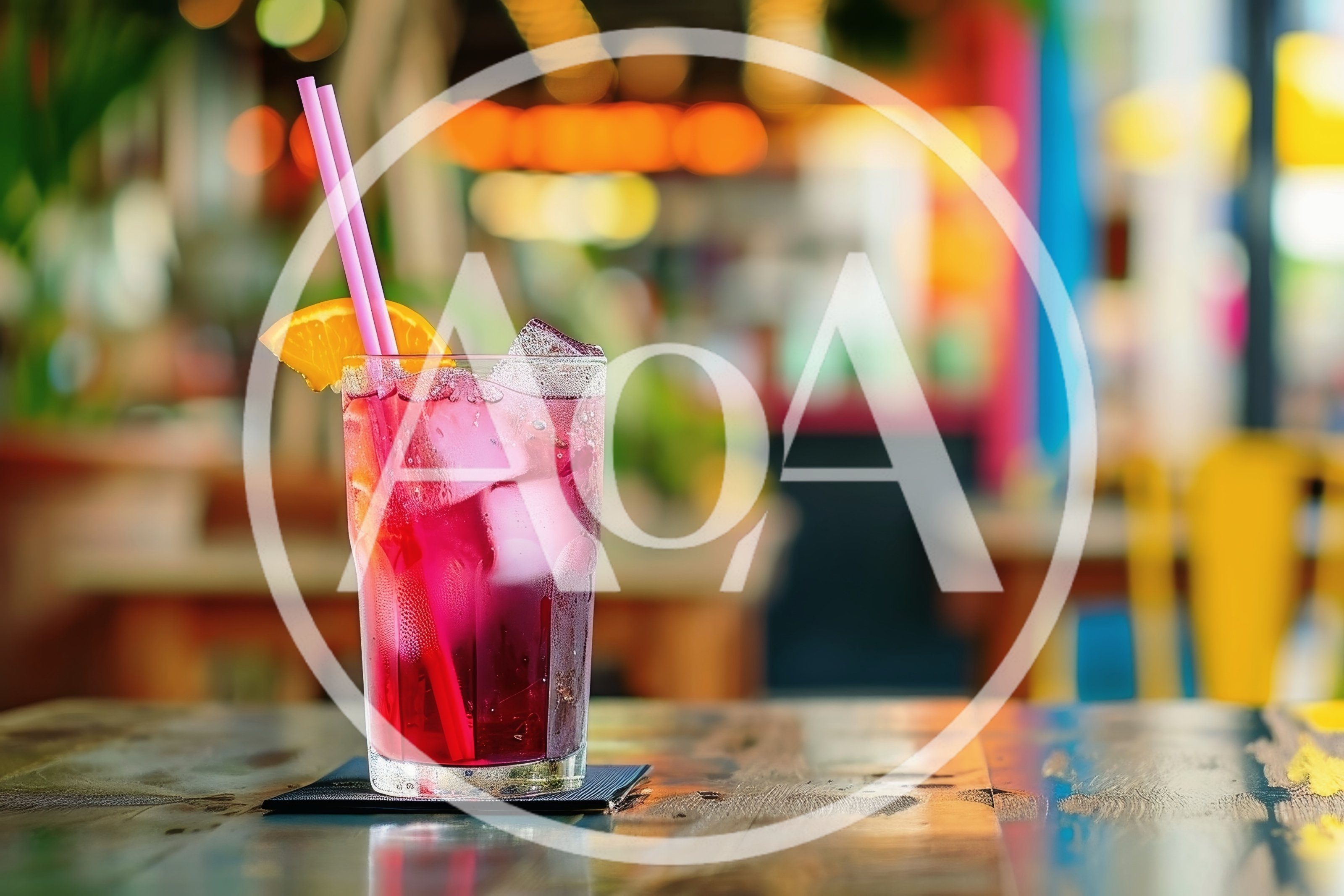Refreshing Pink Cocktail With Orange Garnish On Wooden Table