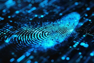 Digital Fingerprint Scanning On A Futuristic Circuit Board