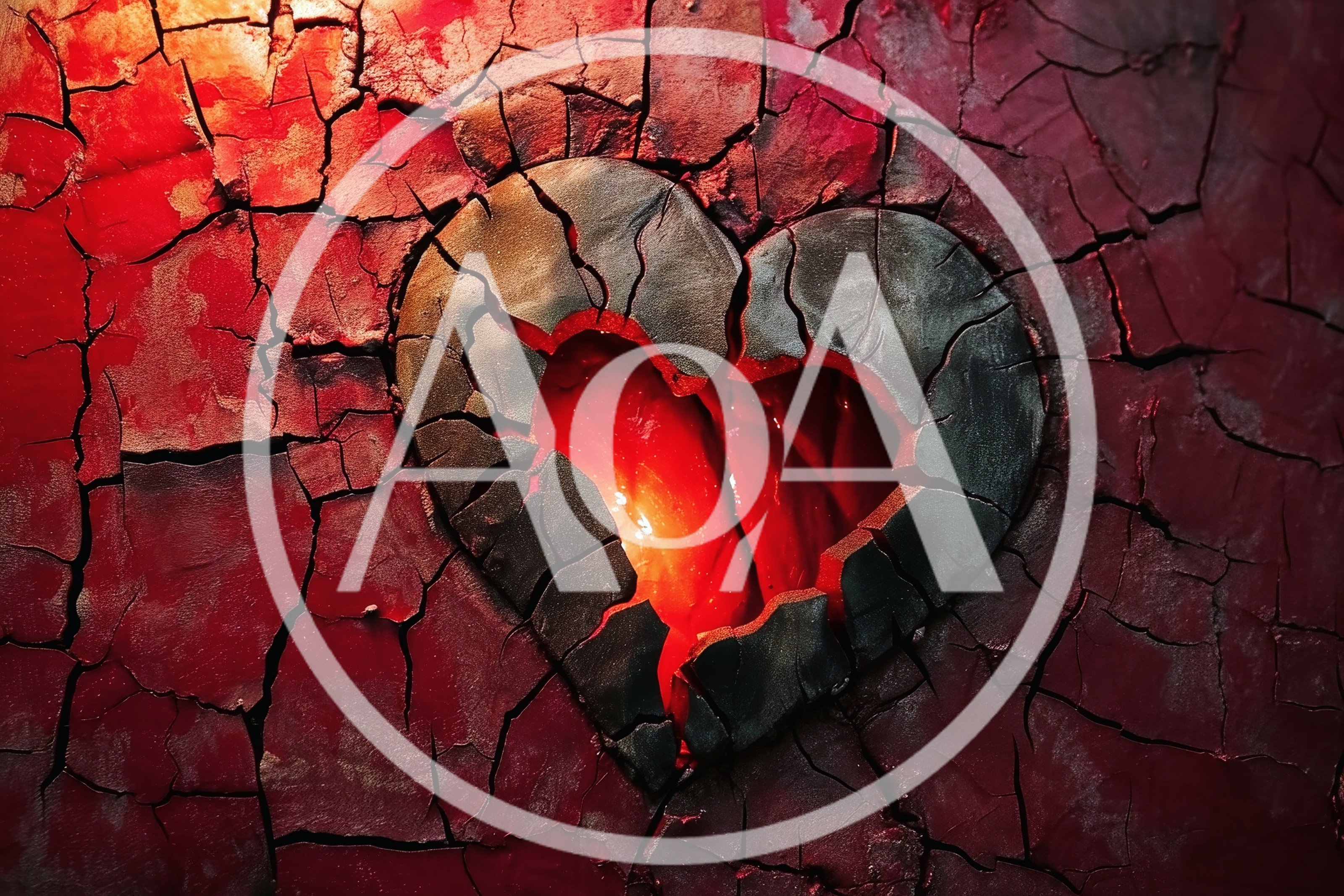 Cracked Red Heart Symbol With Glowing Interior