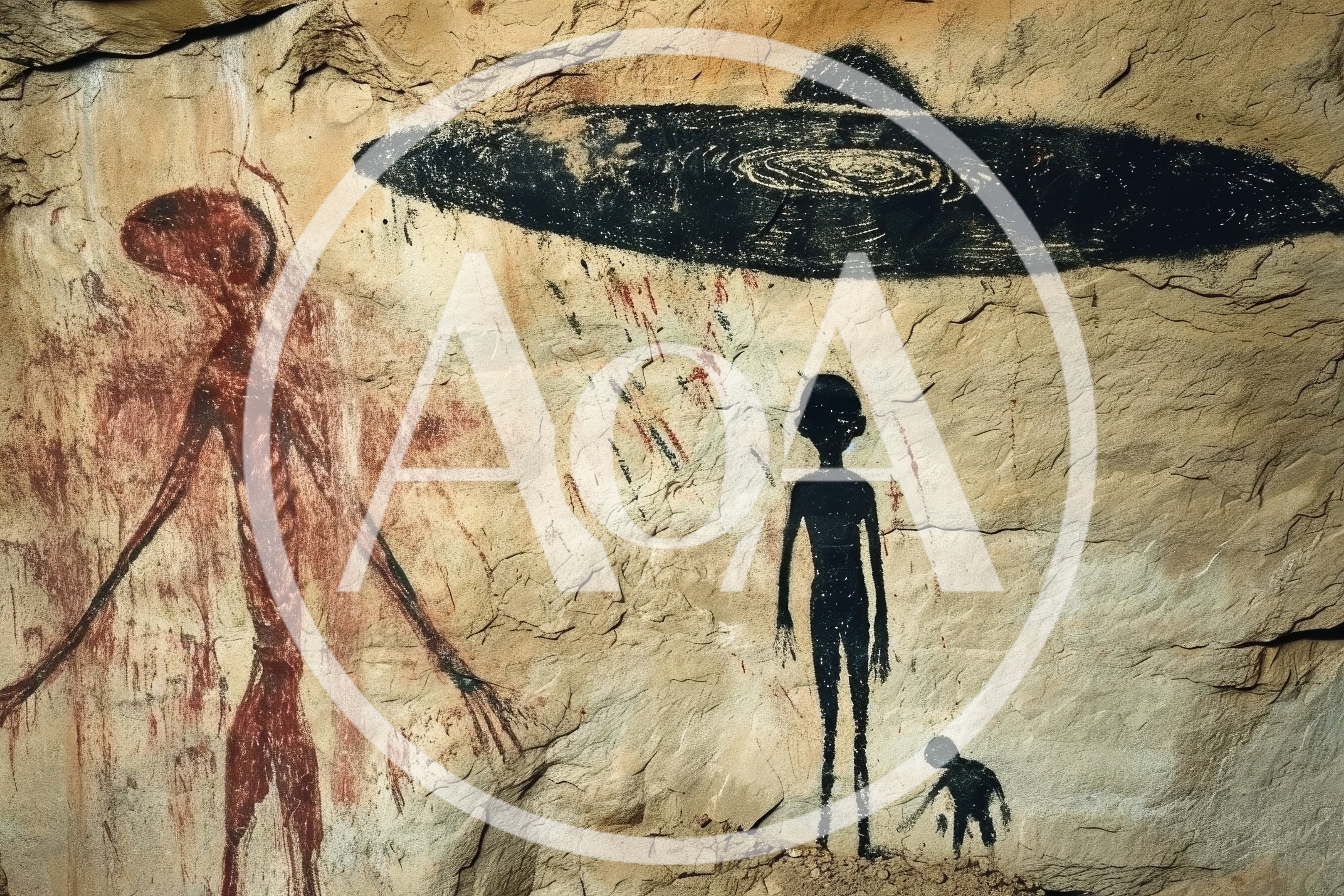 Ancient Cave Painting Depicting Extraterrestrial Beings and UFO