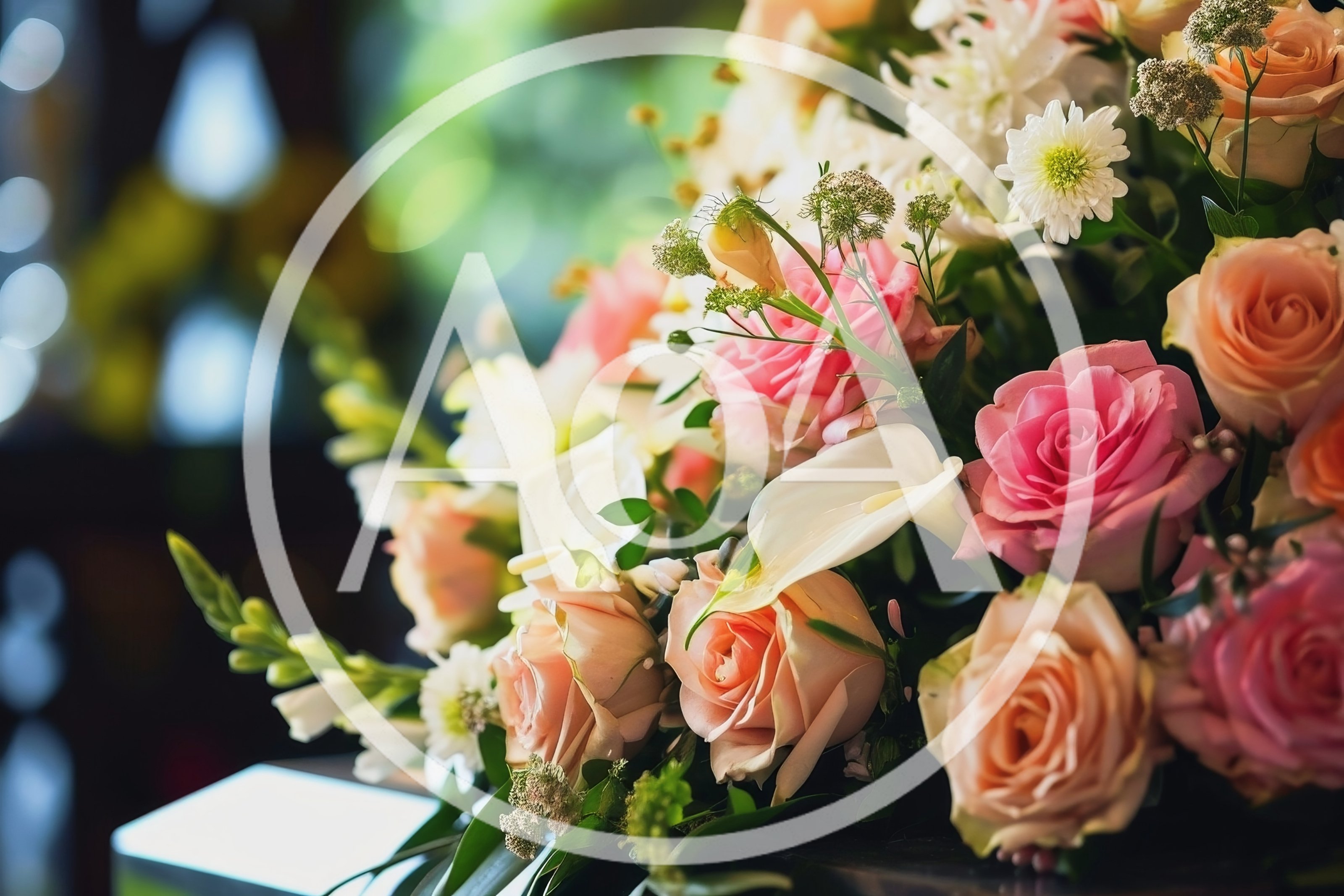 Elegant Floral Arrangement With Pink And Peach Roses