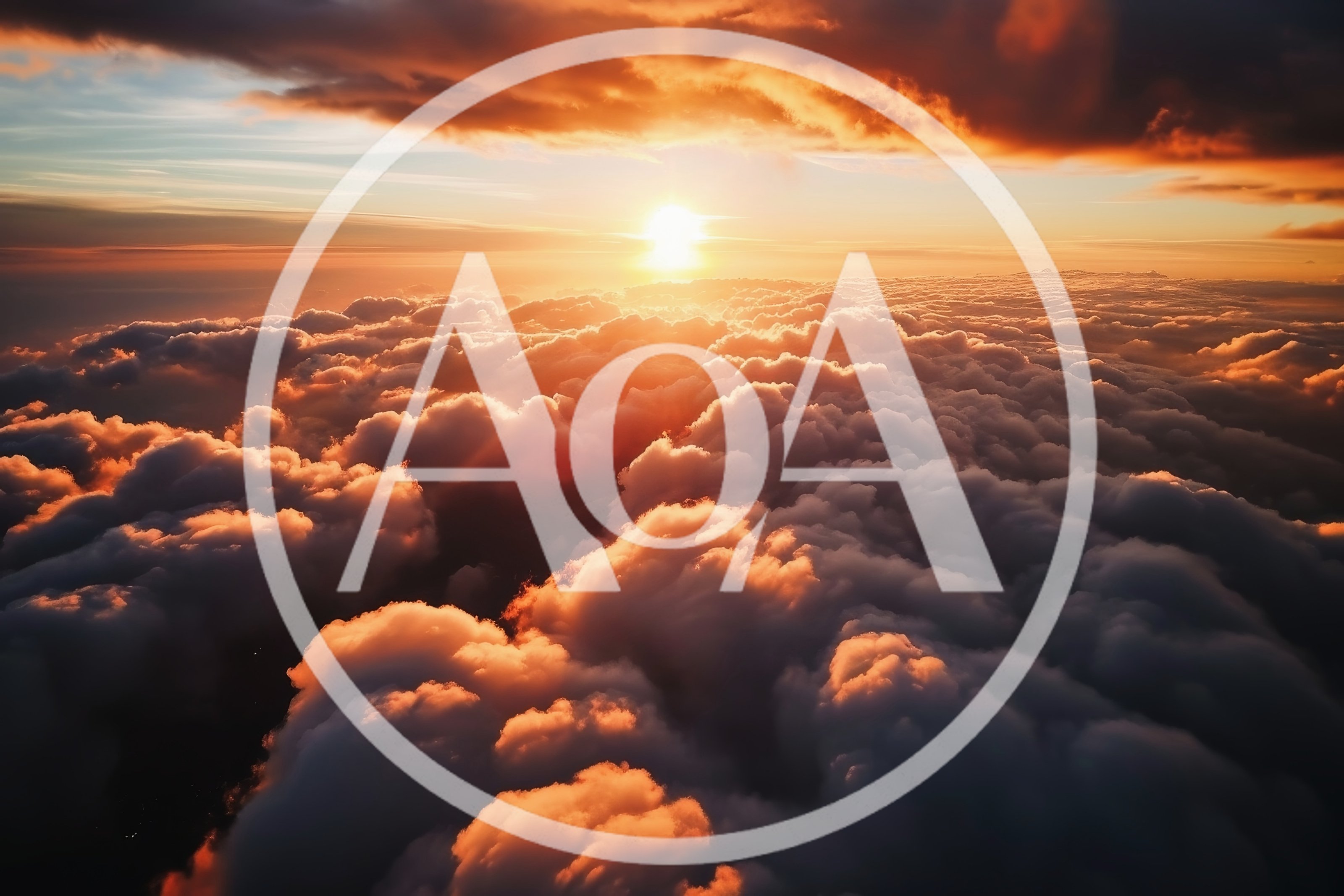Aerial View Of Golden Sunset Above Dense Clouds