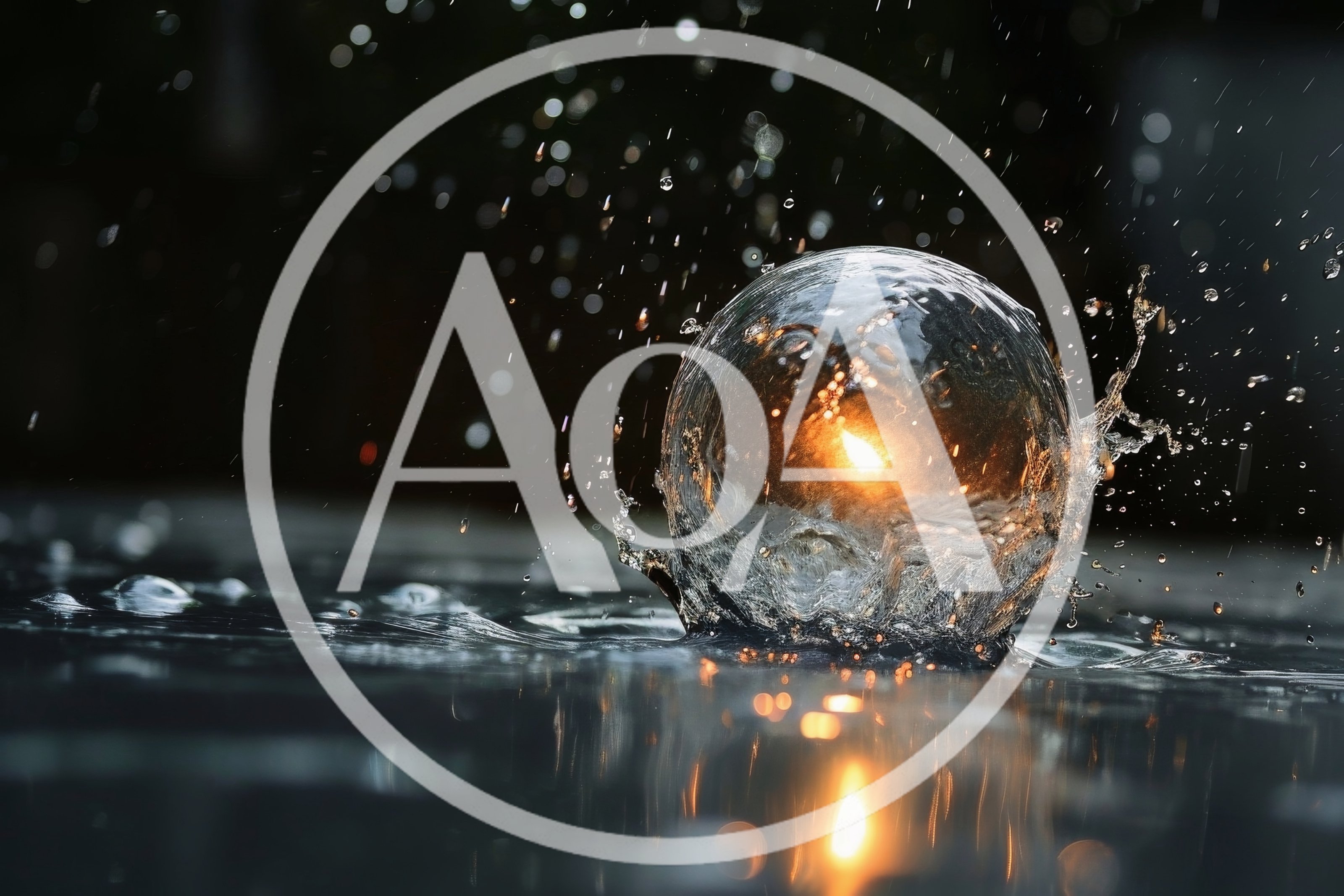 Water Splash Creating A Glowing Liquid Sphere