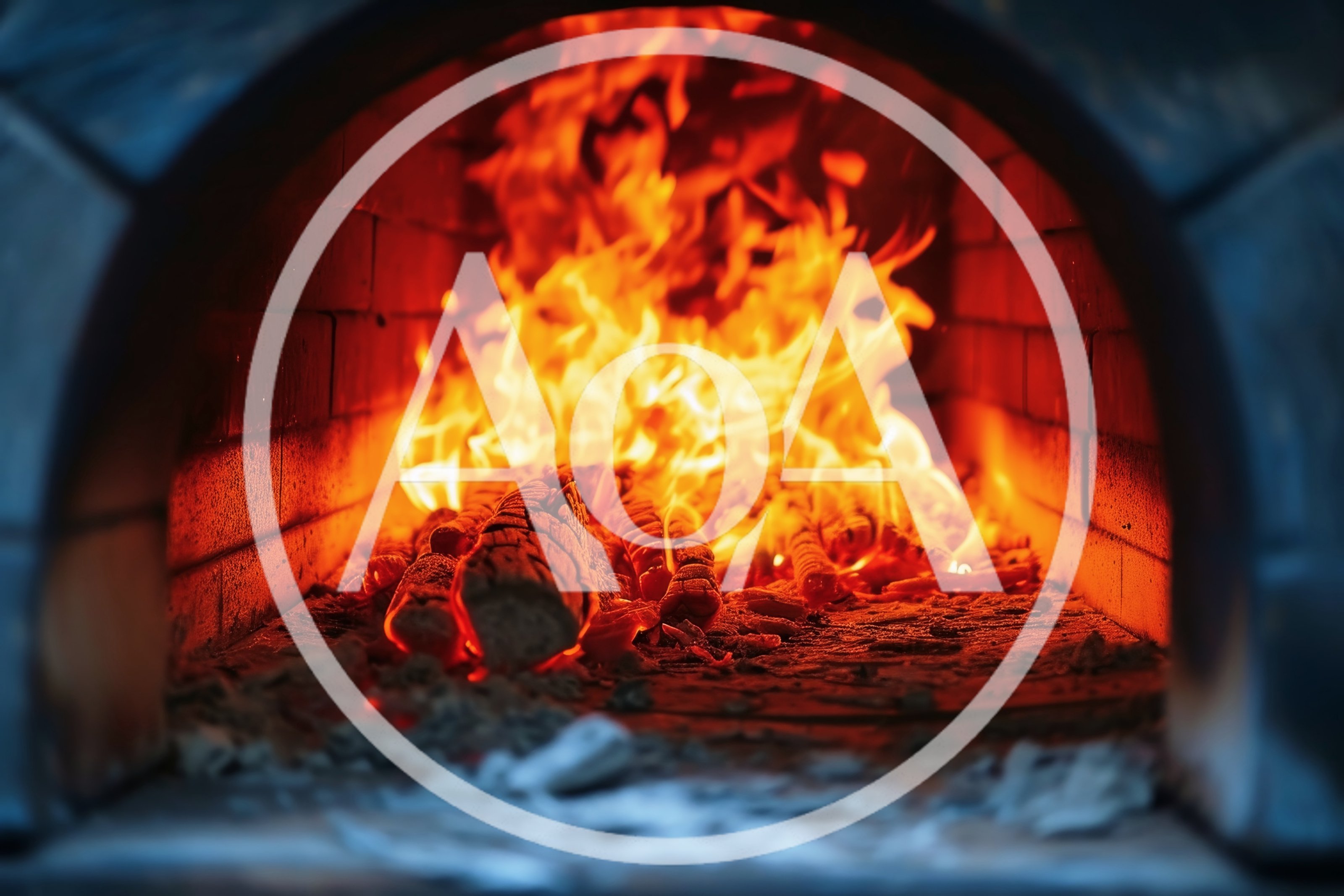 Wood Fired Oven With Burning Logs