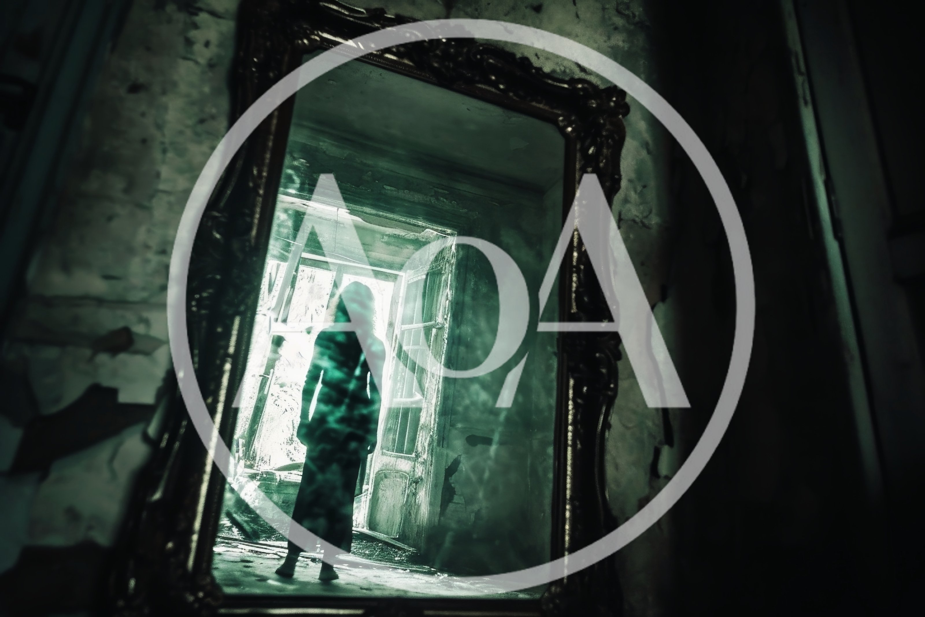 Ghostly Figure Standing In An Antique Mirror