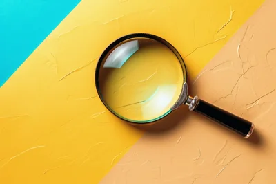 Magnifying Glass On Textured Yellow And Blue Background
