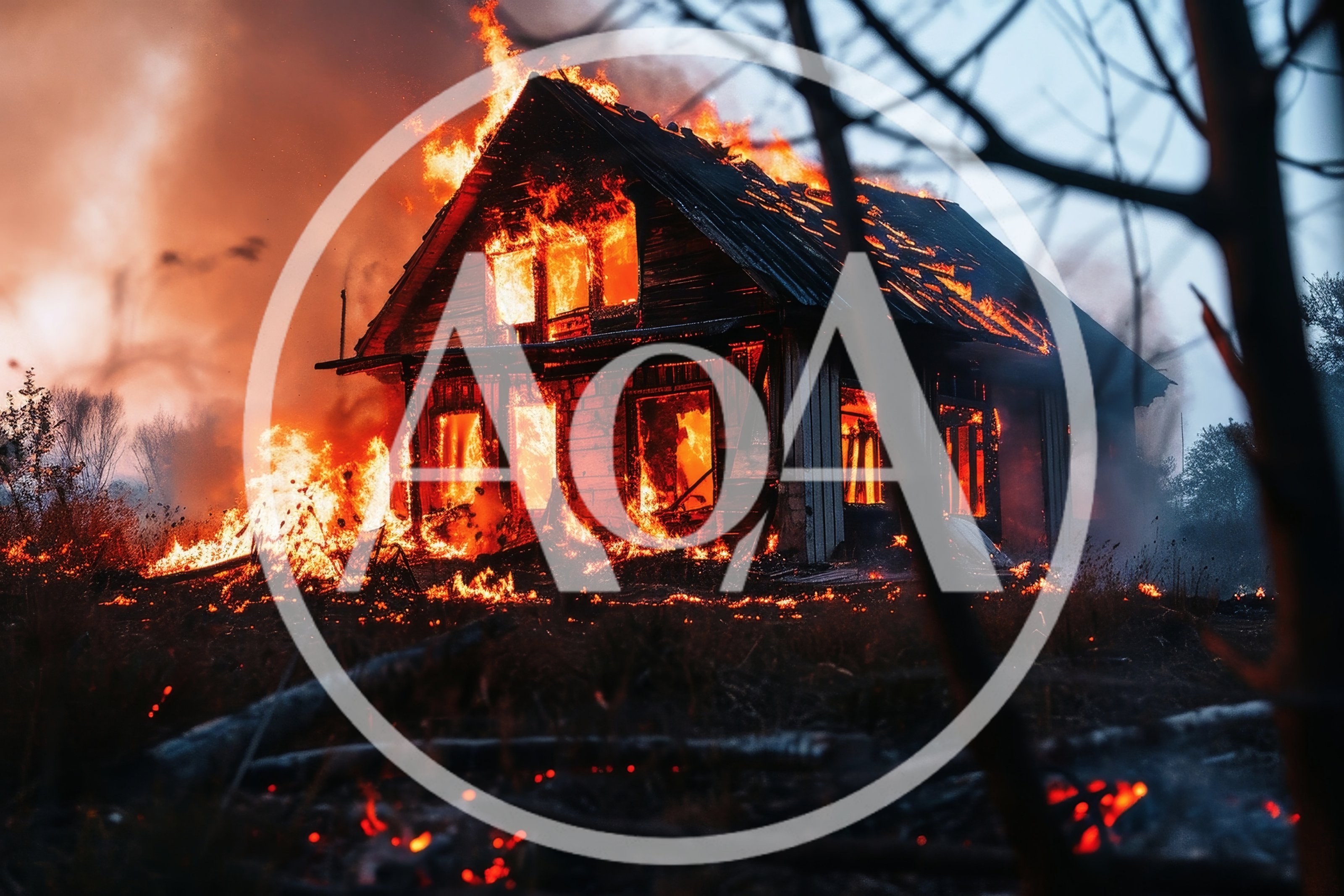 Wooden House Engulfed In Intense Forest Fire