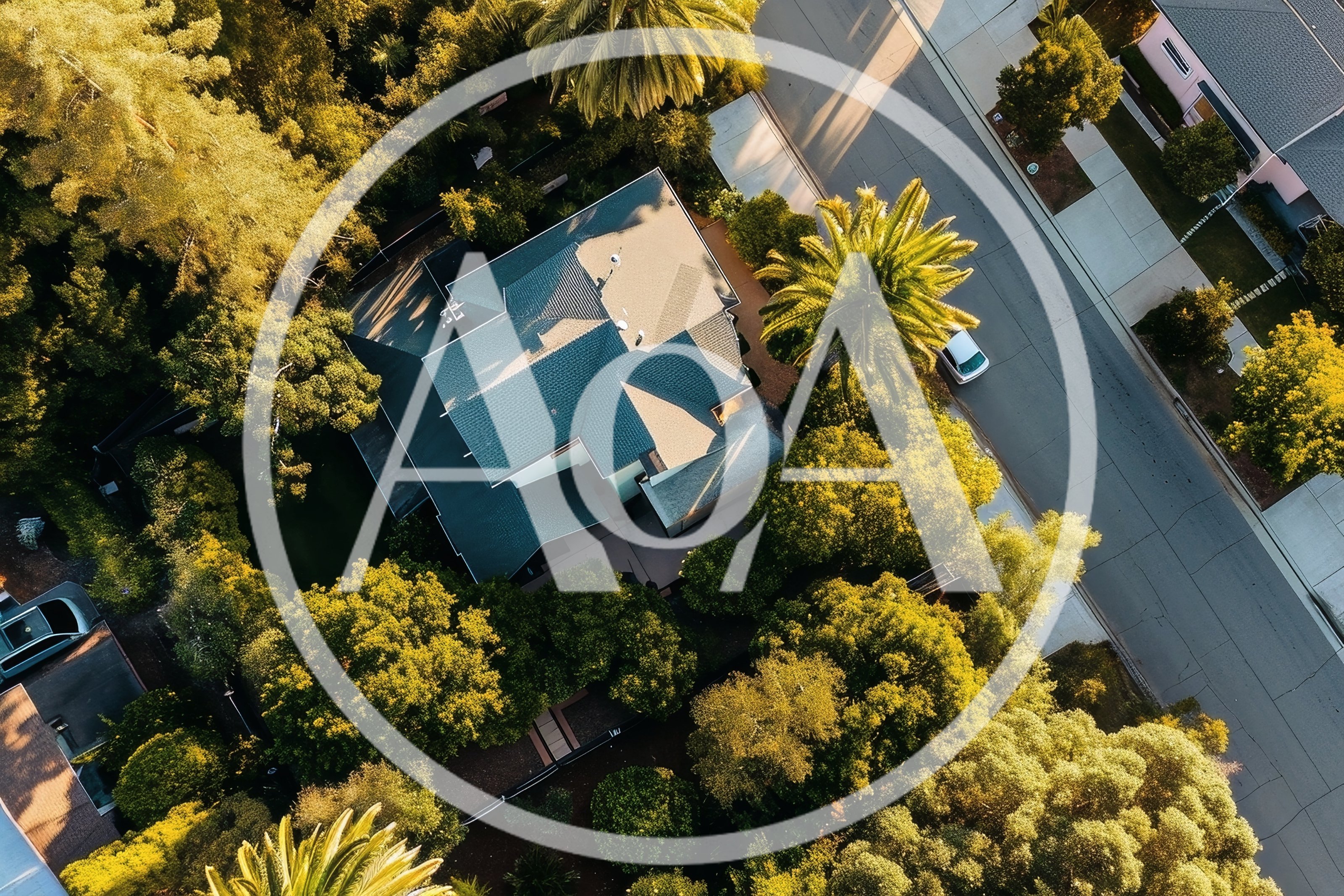 Aerial View Of A Suburban House In A Neighborhood
