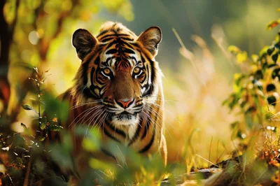 Majestic Bengal Tiger Staring Directly Into Camera