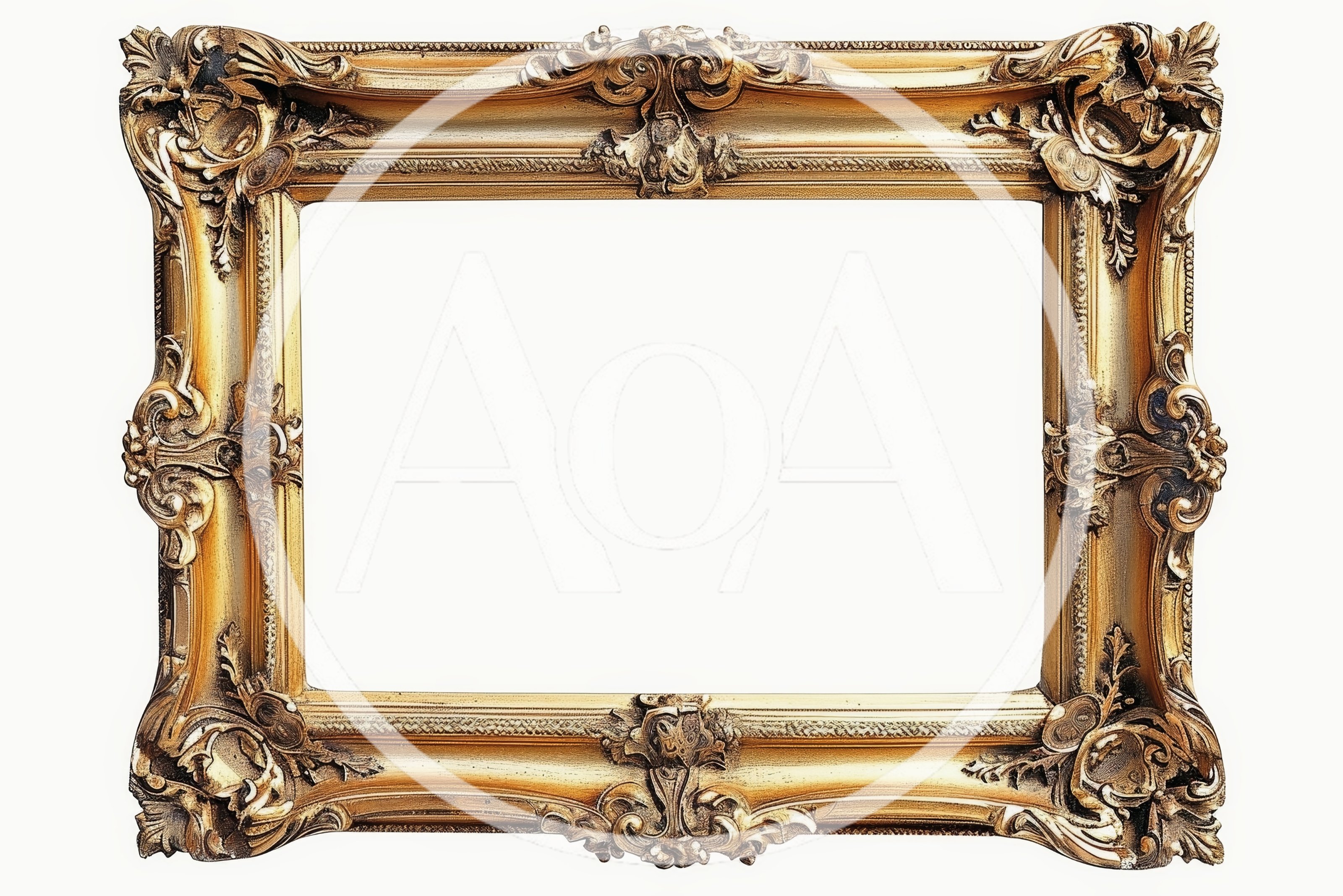 Ornate Antique Gold Picture Frame Isolated