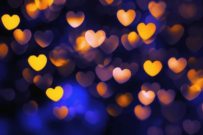 Abstract Heart Shaped Bokeh Lights Background