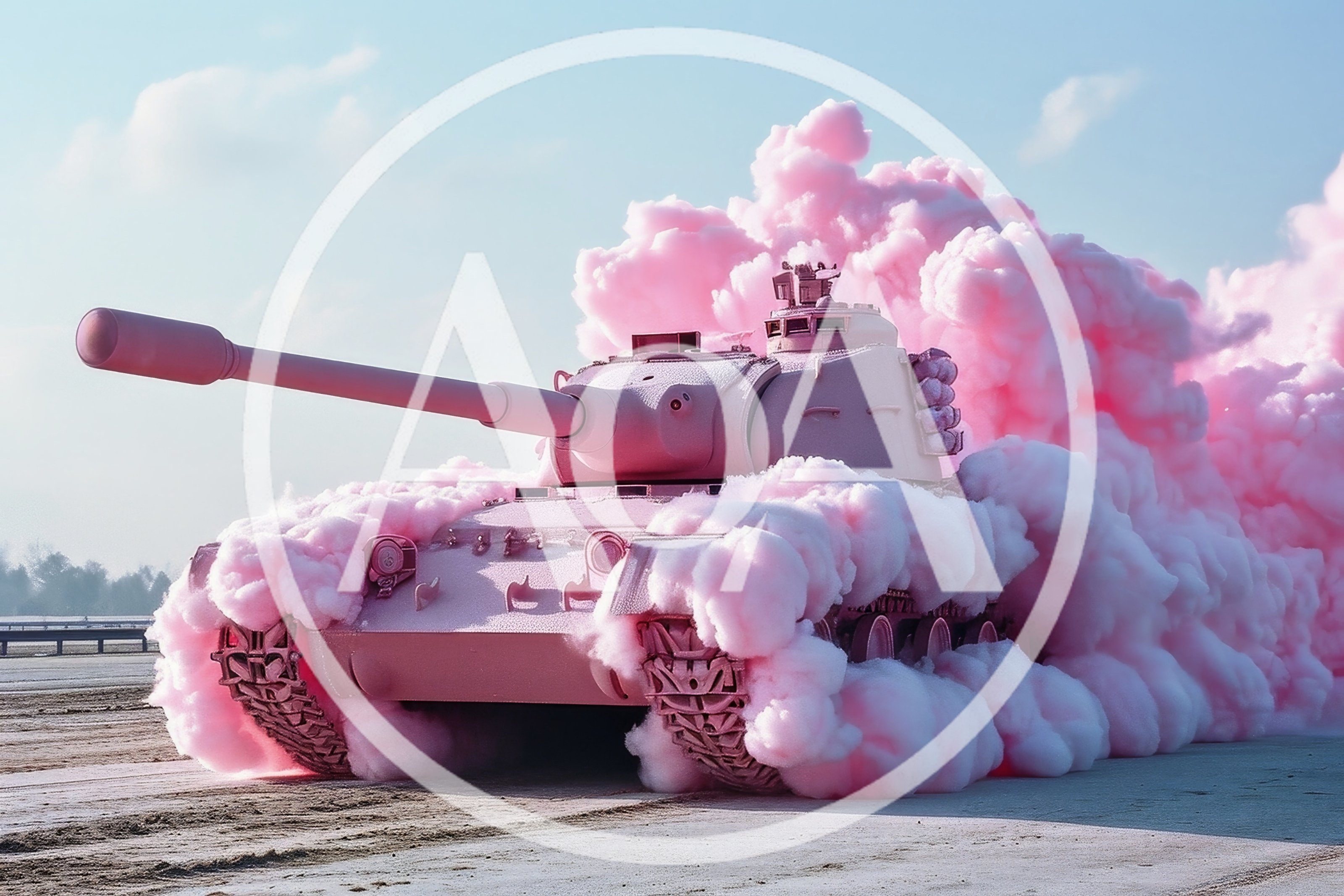Pink Tank Surrounded By Thick Pink Smoke