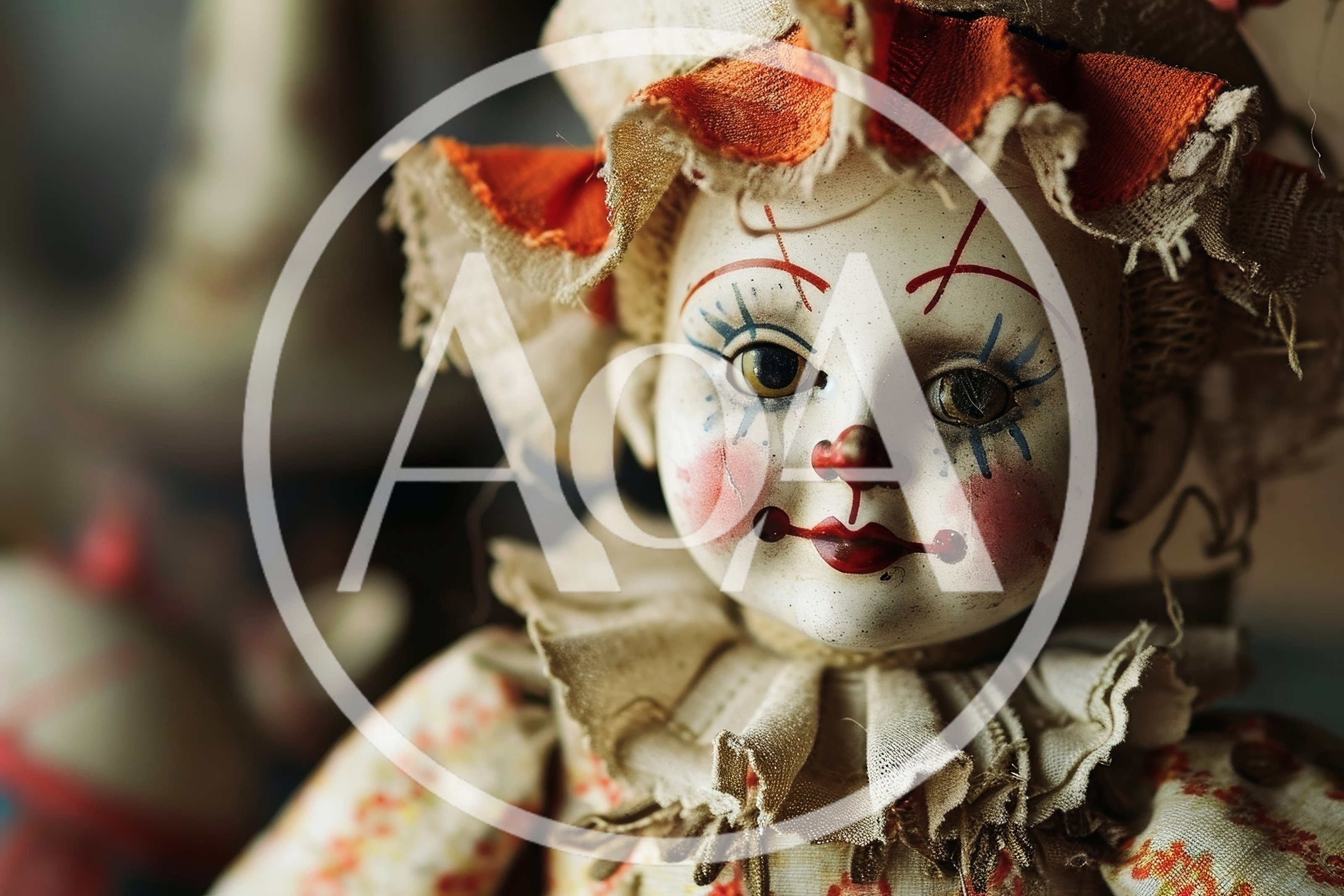 Vintage Porcelain Clown Doll With Detailed Painted Face