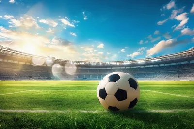 Soccer Ball Resting On A Professional Stadium Pitch
