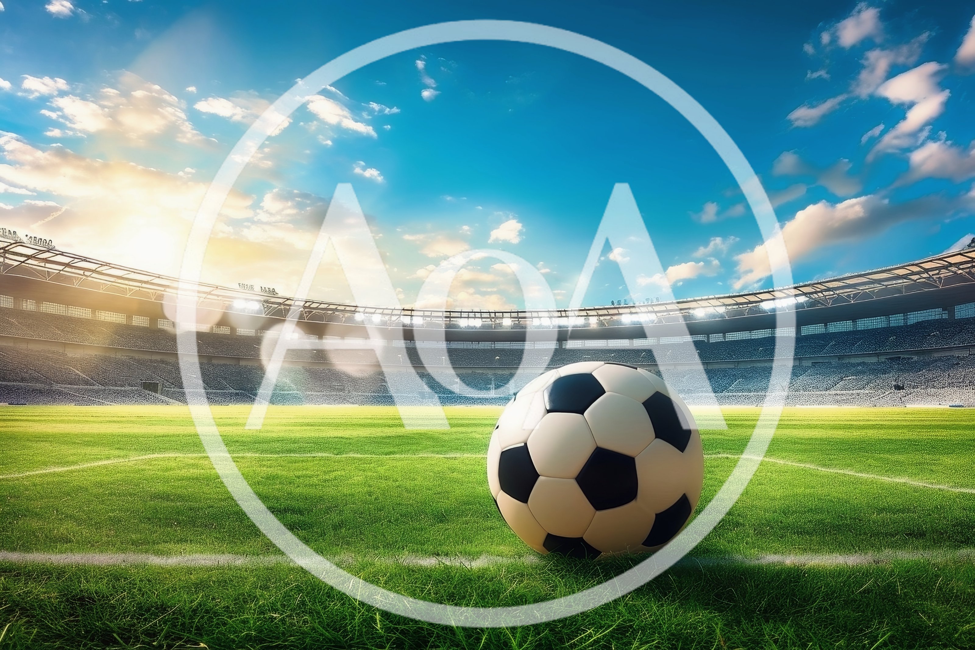 Soccer Ball Resting On A Professional Stadium Pitch
