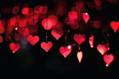 Hanging Red Heart Shaped Decorative Lights