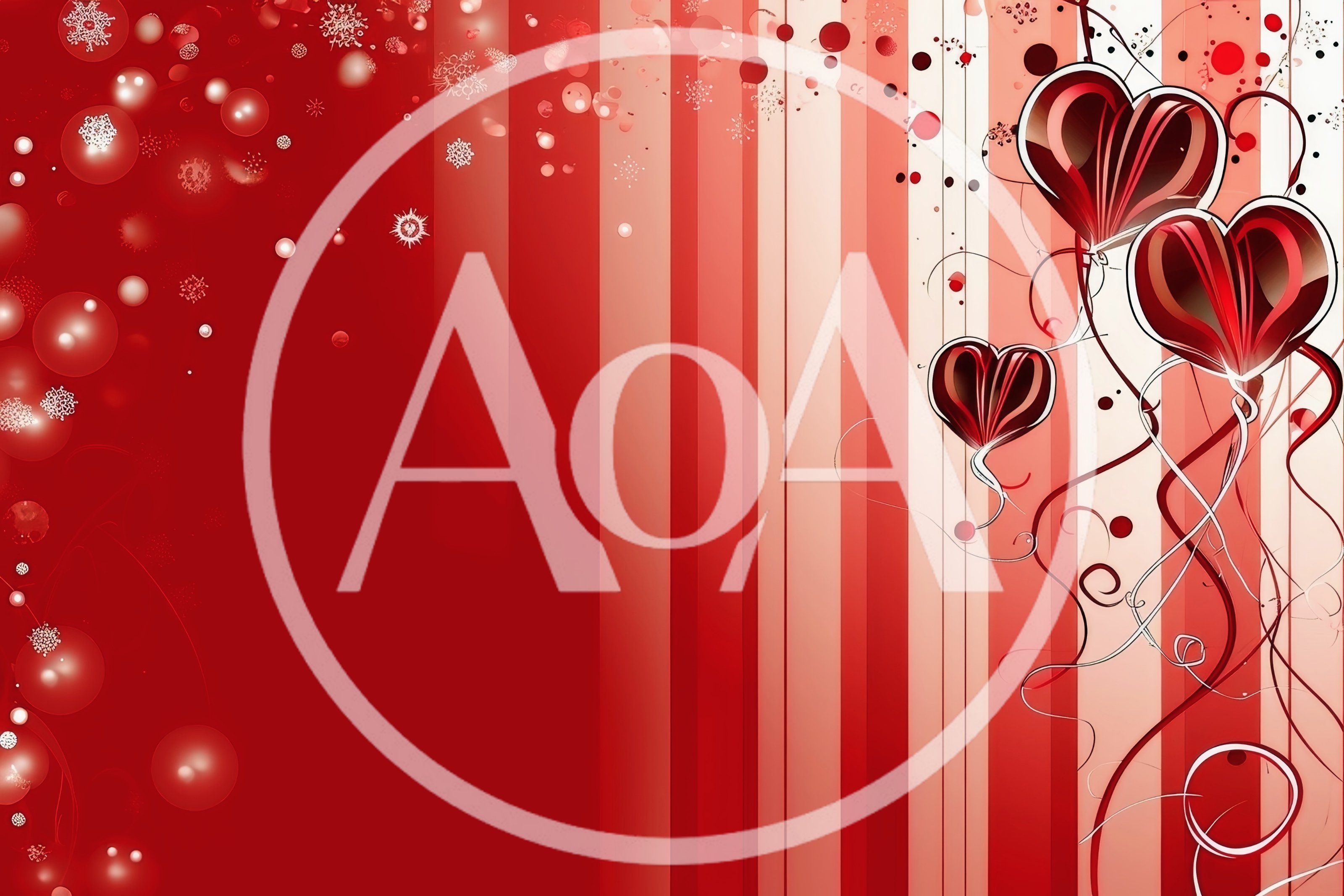 Abstract Red Background With Floating Hearts And Snowflakes