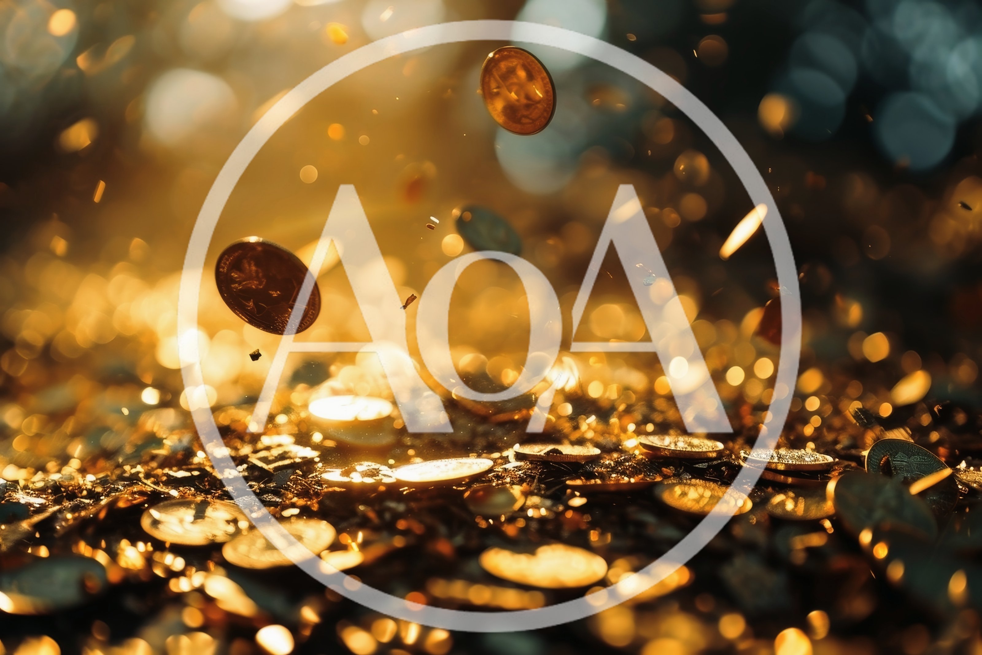 Golden Coins Falling Into A Pile