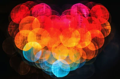 Abstract Heart Shape Formed By Colorful Bokeh Lights