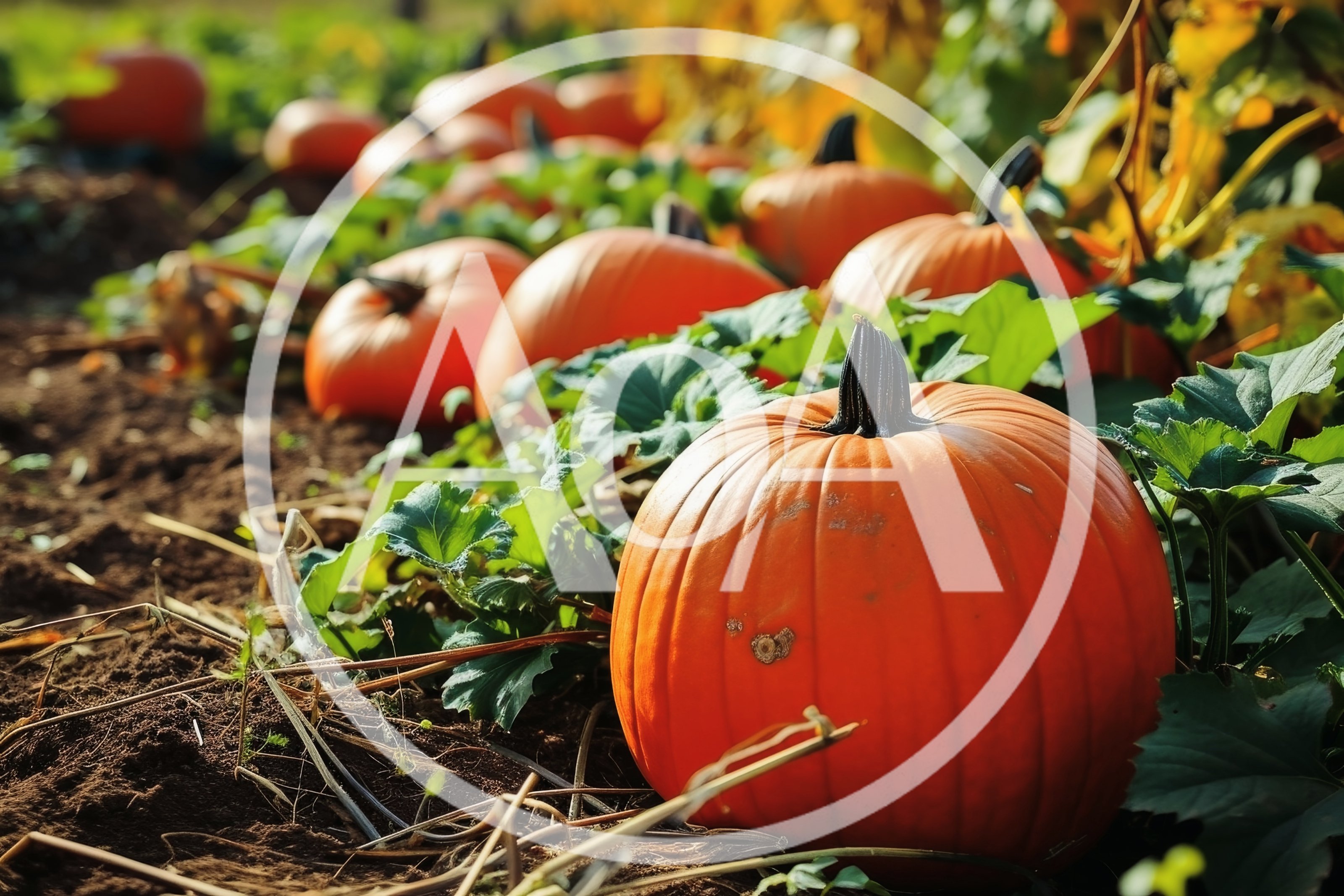 Vibrant Orange Pumpkins Growing In A Sunny Patch