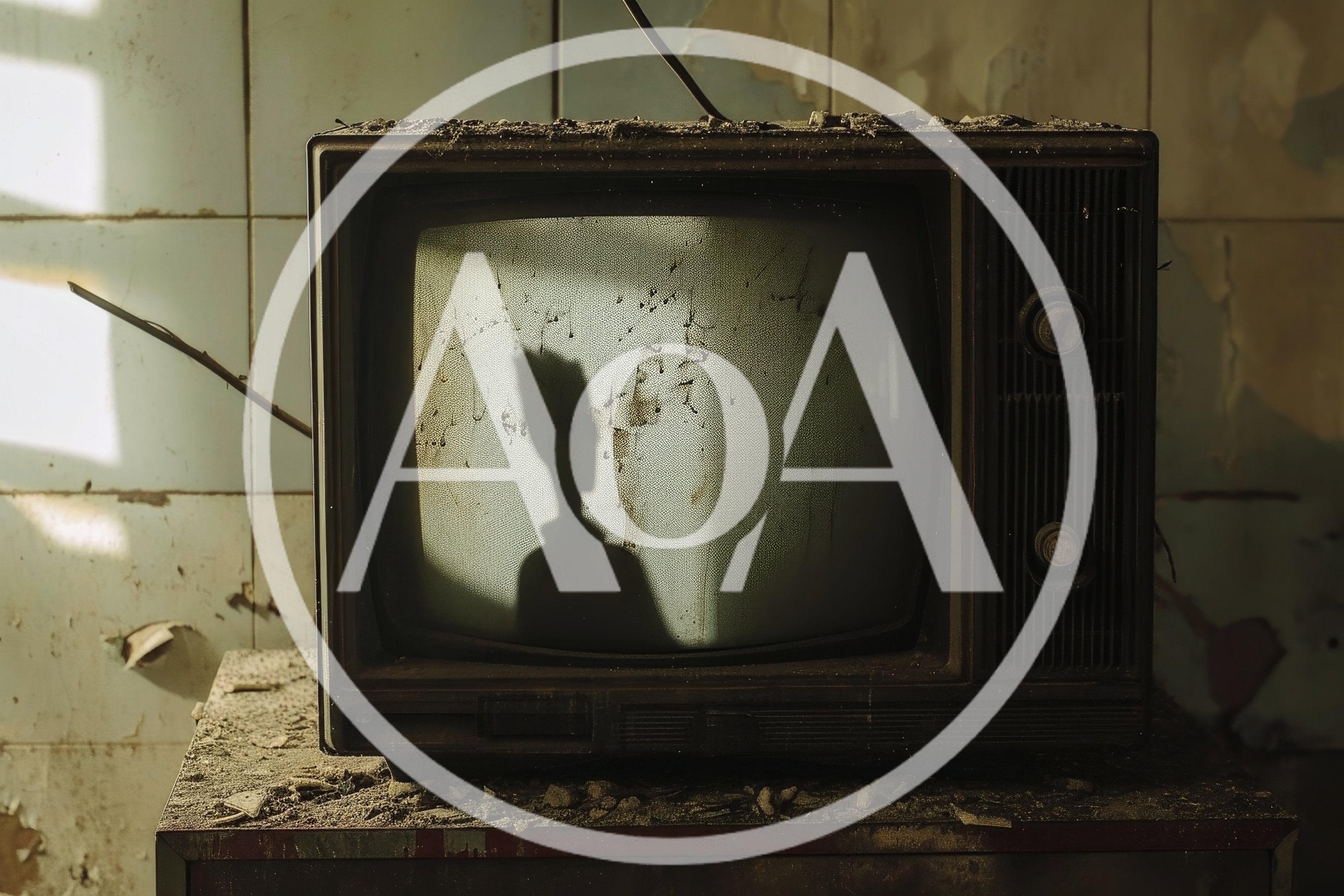 Old Dusty Television Set With Eerie Shadow Reflection